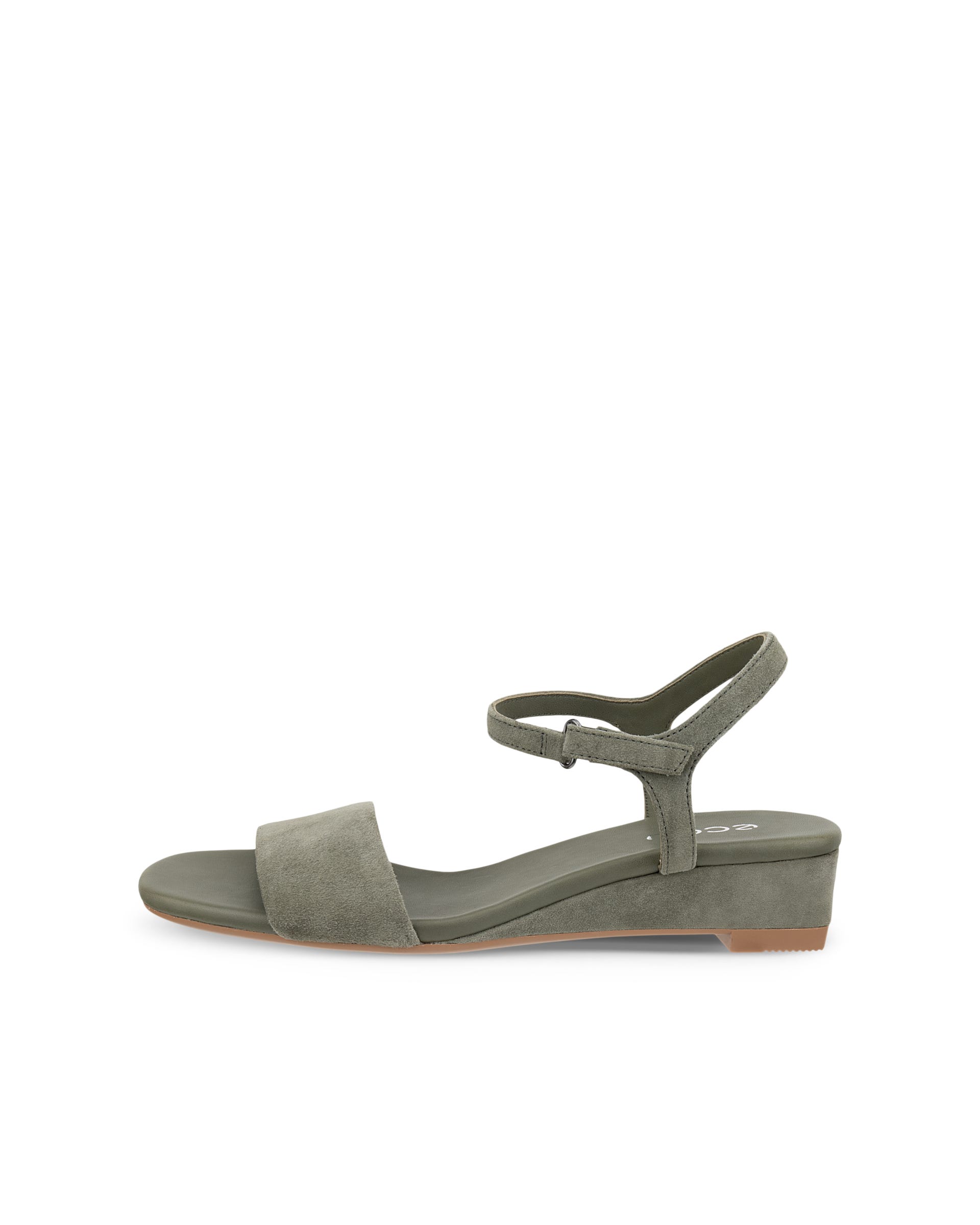 Women's ECCO® Astrid Leather Wedge Sandal - Green - Outside