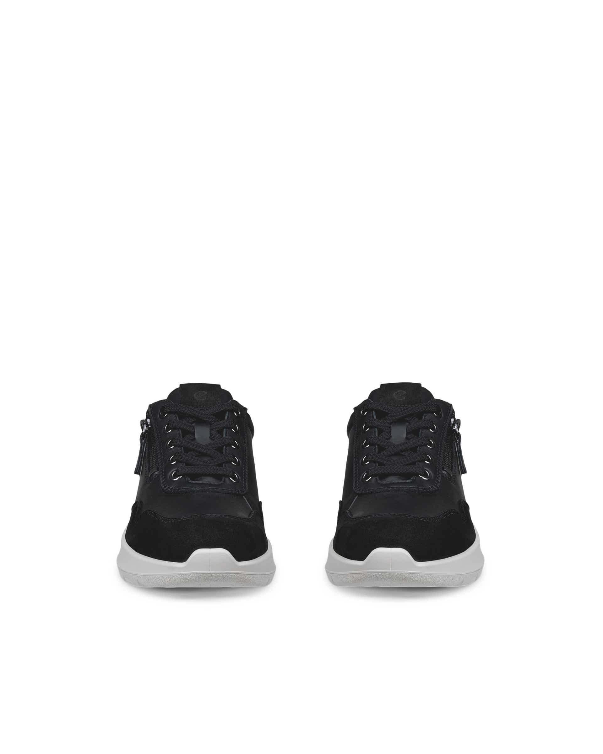 Women's ECCO® VALERIE Leather Trainer - Black - Front pair