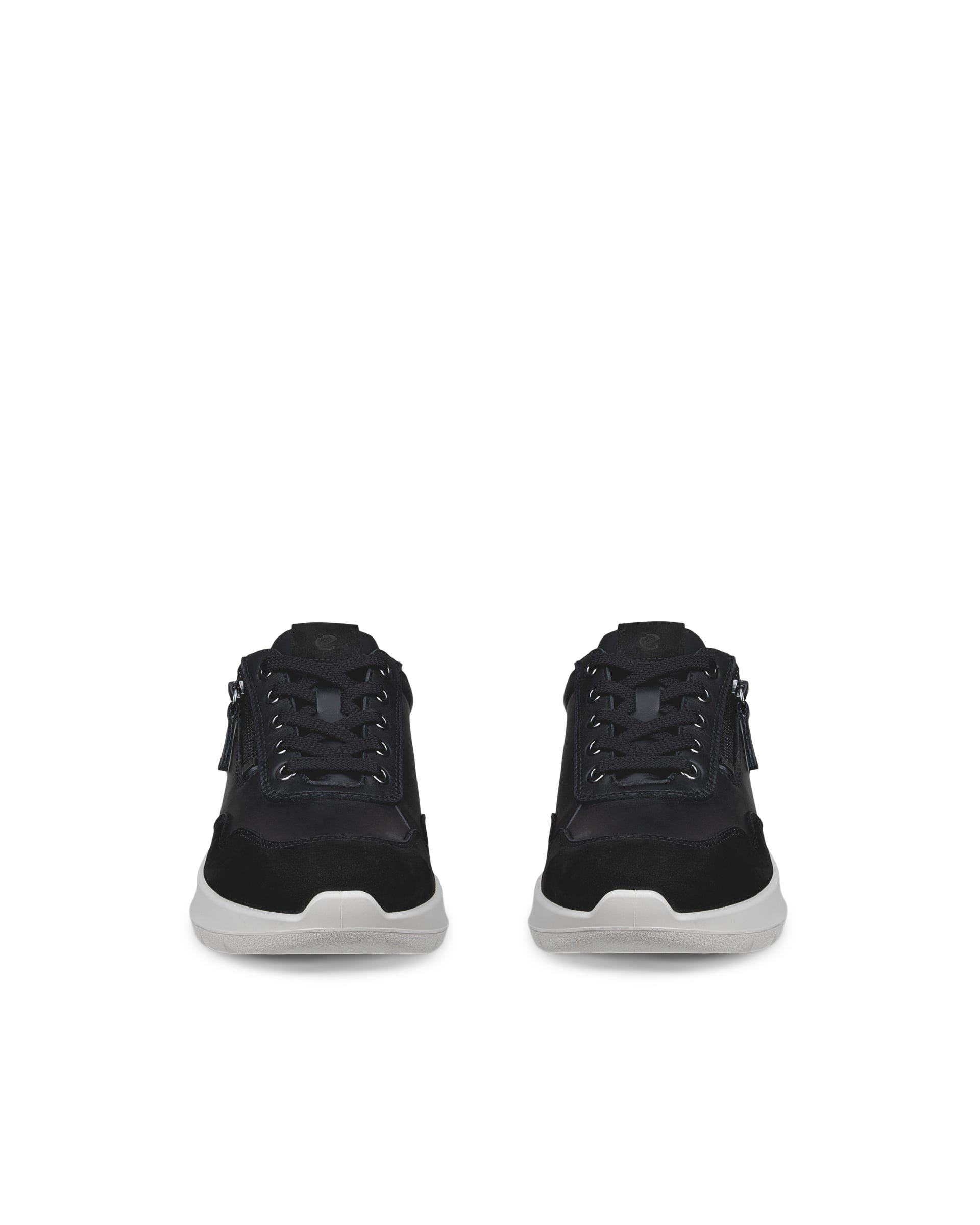 Women's ECCO® VALERIE Leather Trainer - Black - Front pair