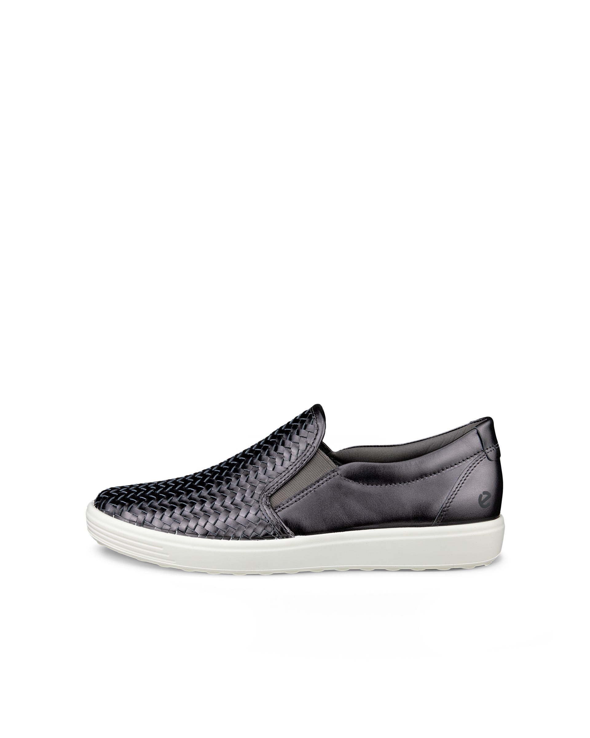 Women's ECCO® Soft 7 Leather Slip-On - Silver - Outside