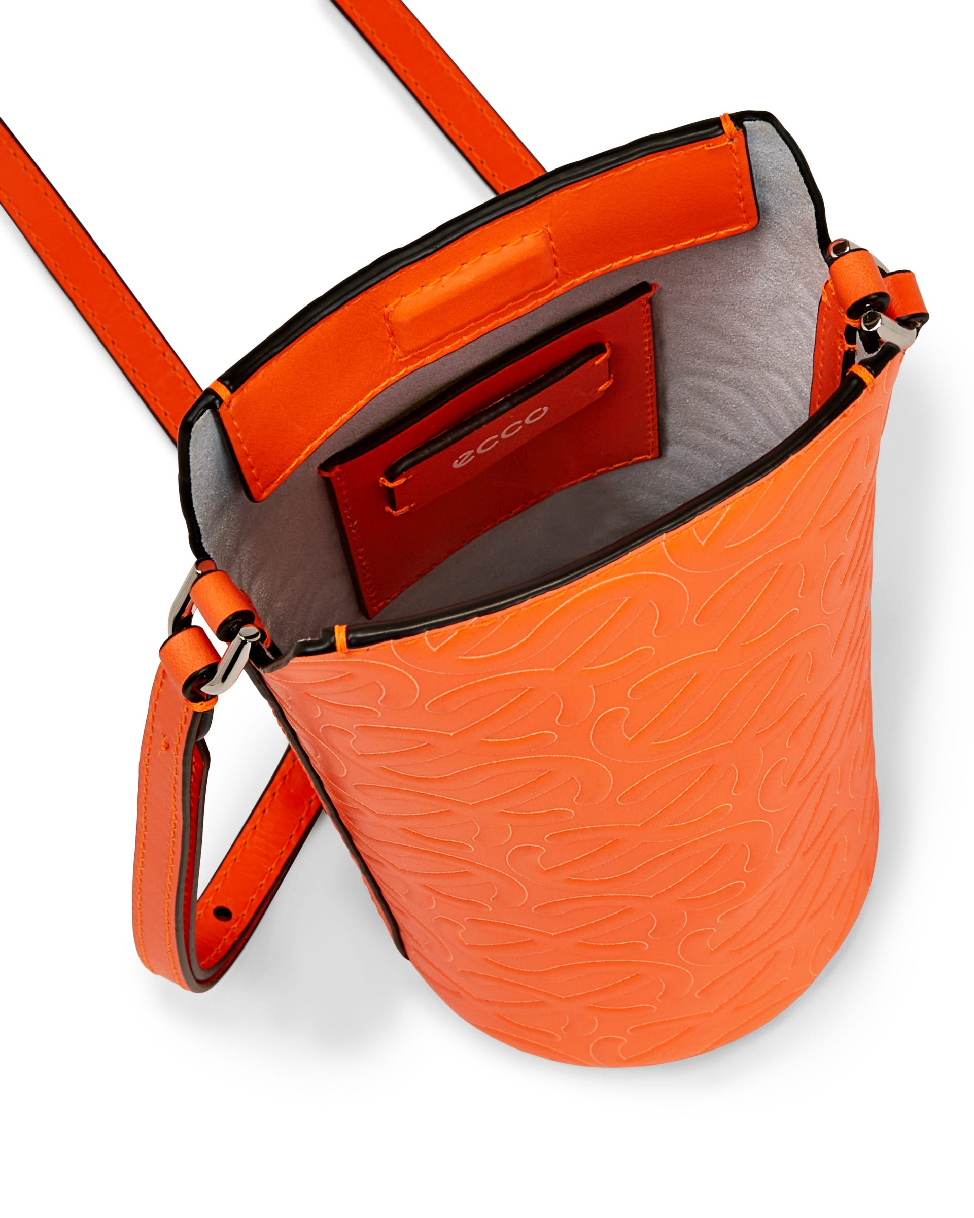 ECCO® Pot Wave Leather Crossbody Bag - Orange - Inside