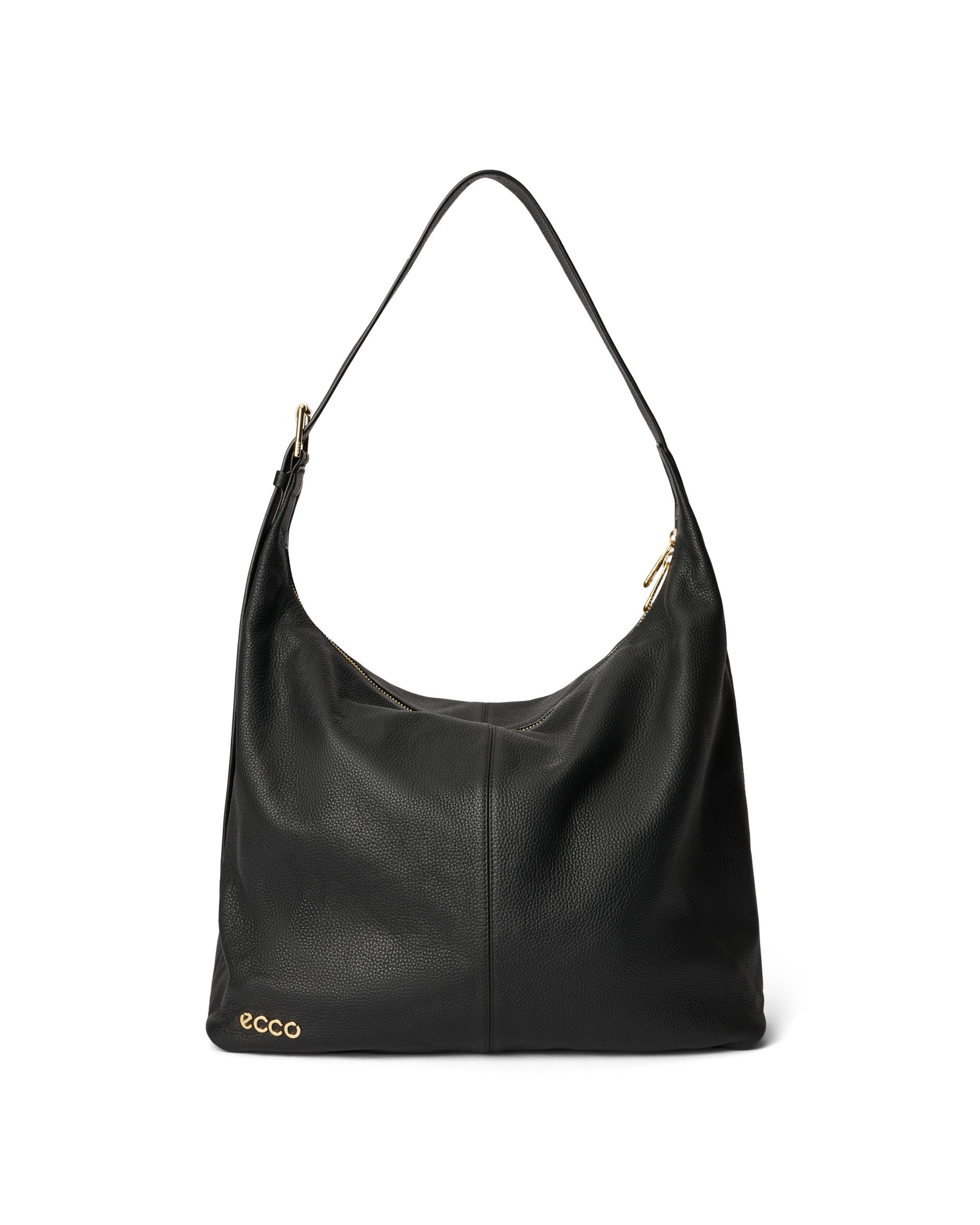 ECCO® Soft Pebbled Leather Large Hobo Bag - Black - Main