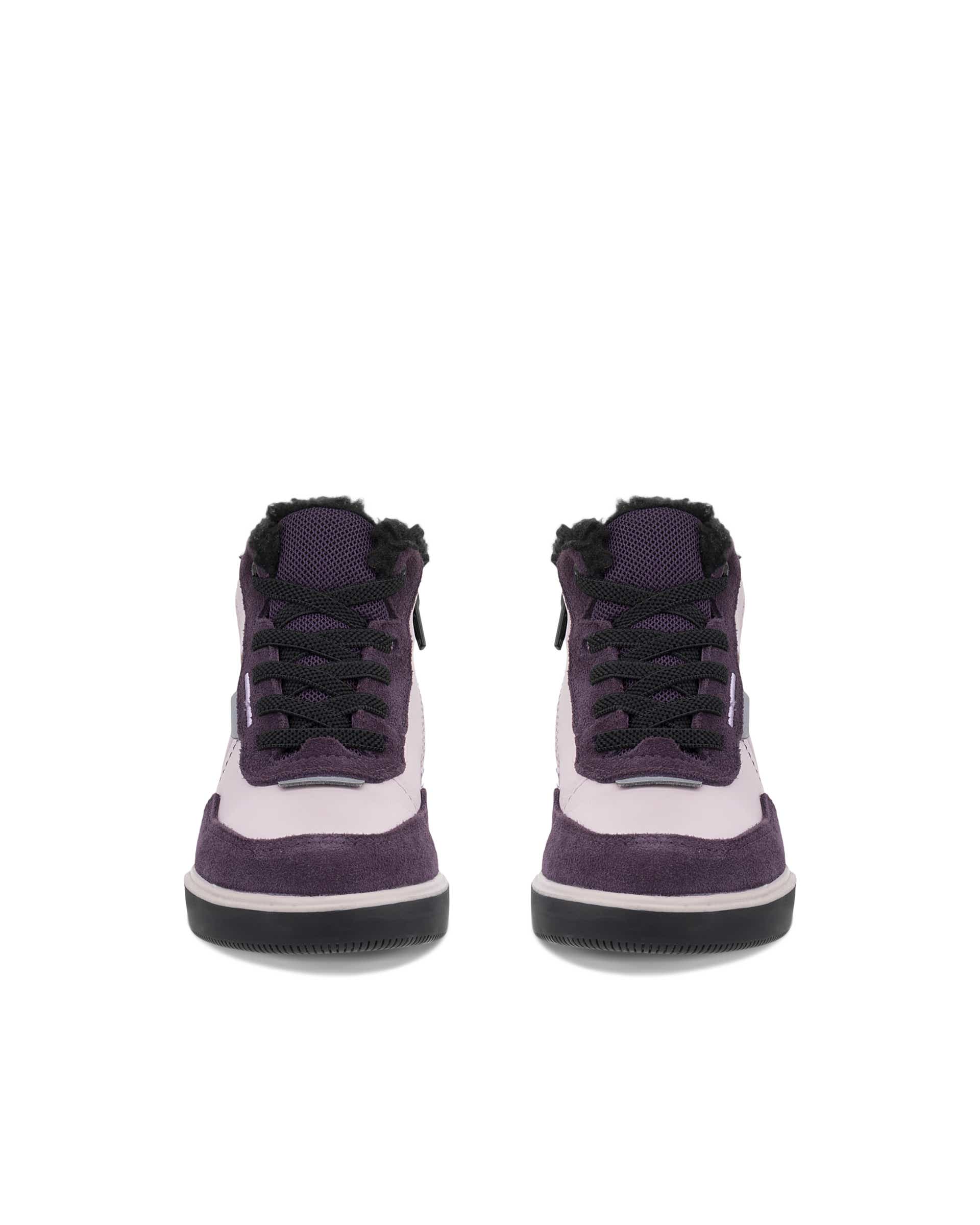 Dětská kožená zimní kotníčková voděodolná obuv ECCO® STREET COURT K - Fialová - Front pair