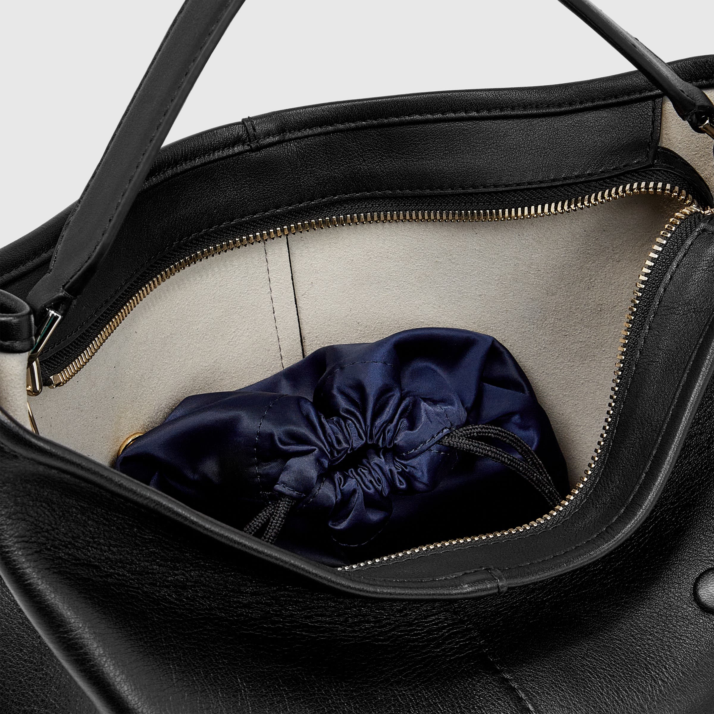 ECCO® Takeaway Leather Shoulder Bag - Black - Inside