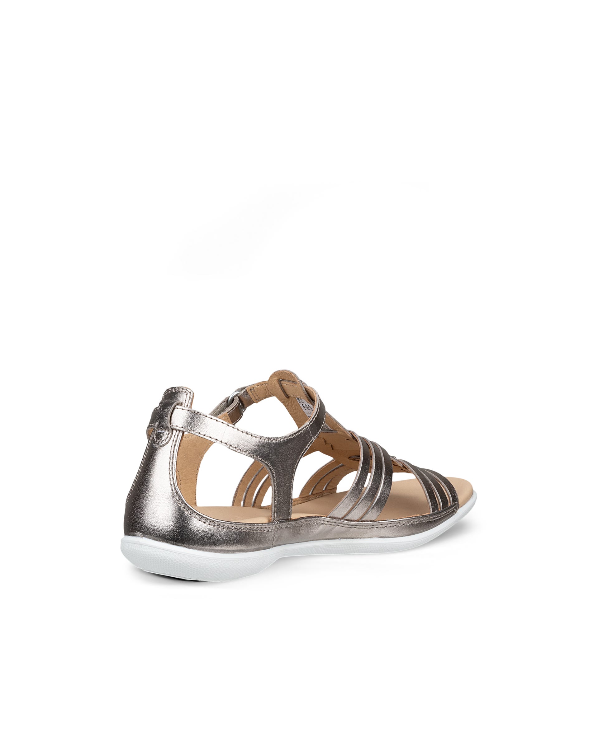 Women's ECCO® Flash Leather Flat Sandal - Beige - Back