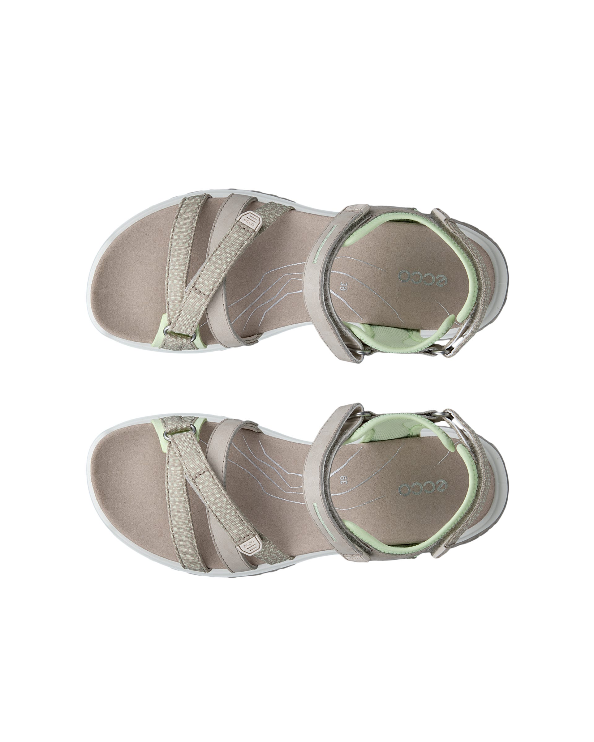 Damskie nubukowe klapki ECCO® Offroad Roam - Beżowy - Top left pair