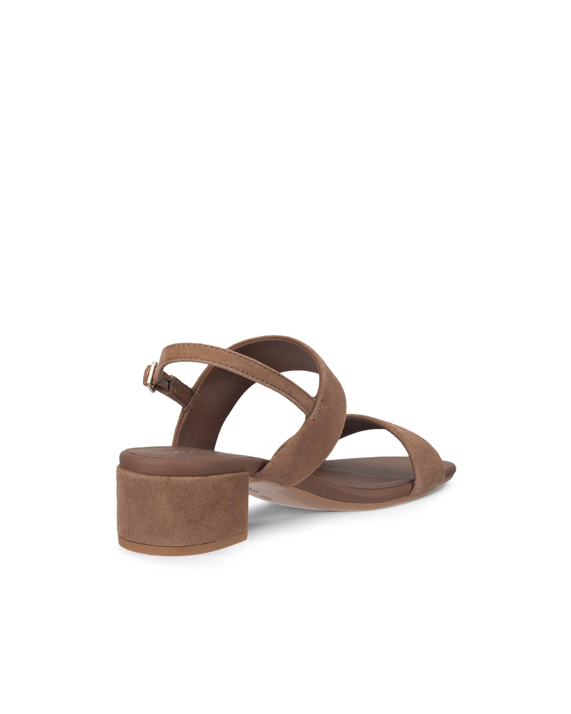 Women's ECCO® LIVA SANDAL 35 Suede Heeled Sandal - Brown - Back