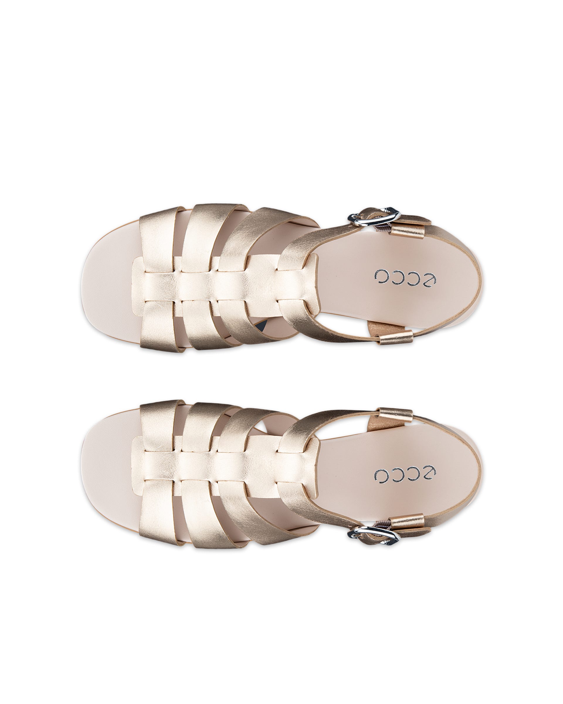 Women's ECCO® Sculpted Alba 25 Leather Sandal - Gold - Top left pair