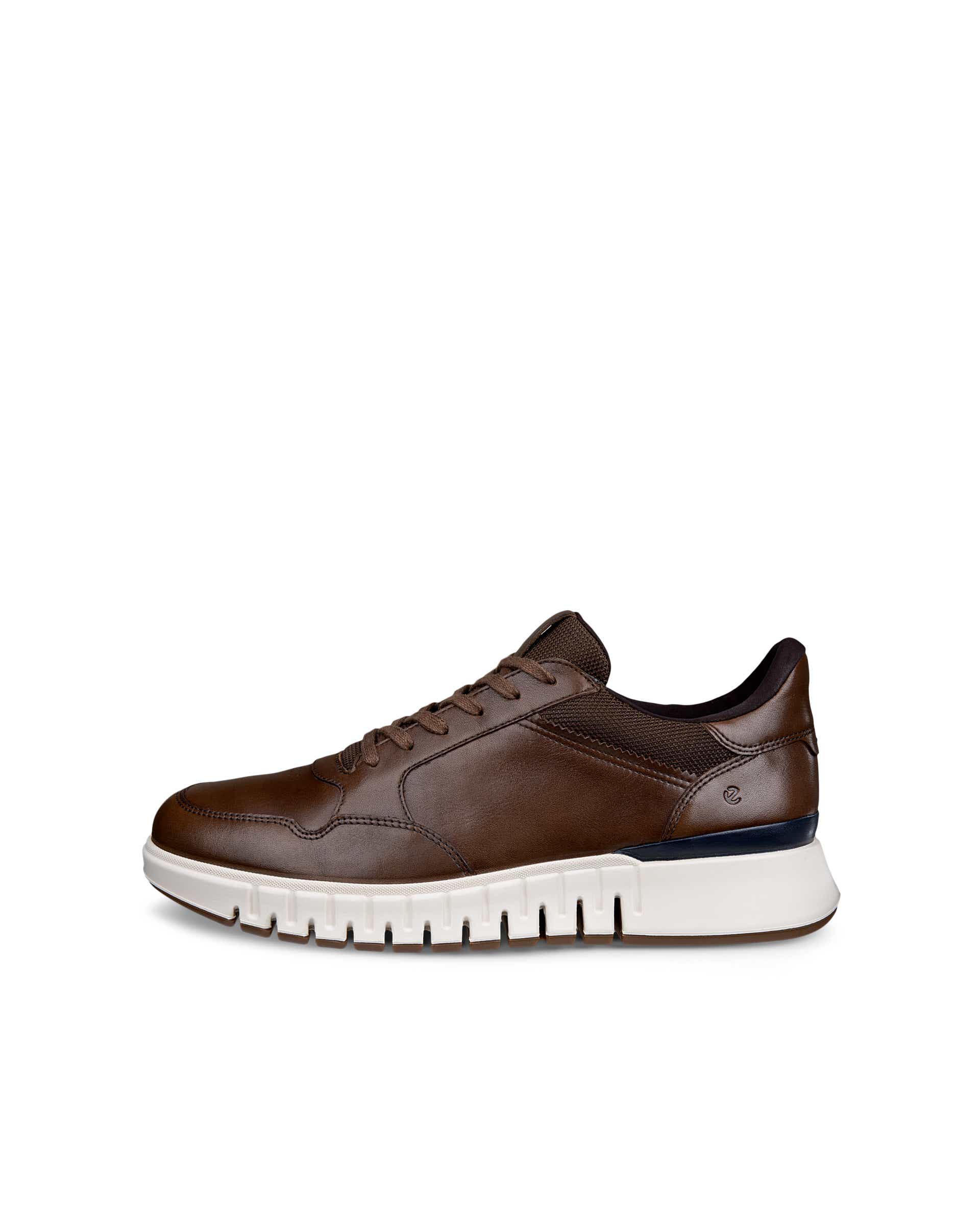 Men's ECCO® Gruuv Studio Leather Hybrid Wingtip Derby Sneaker - Brown - Outside