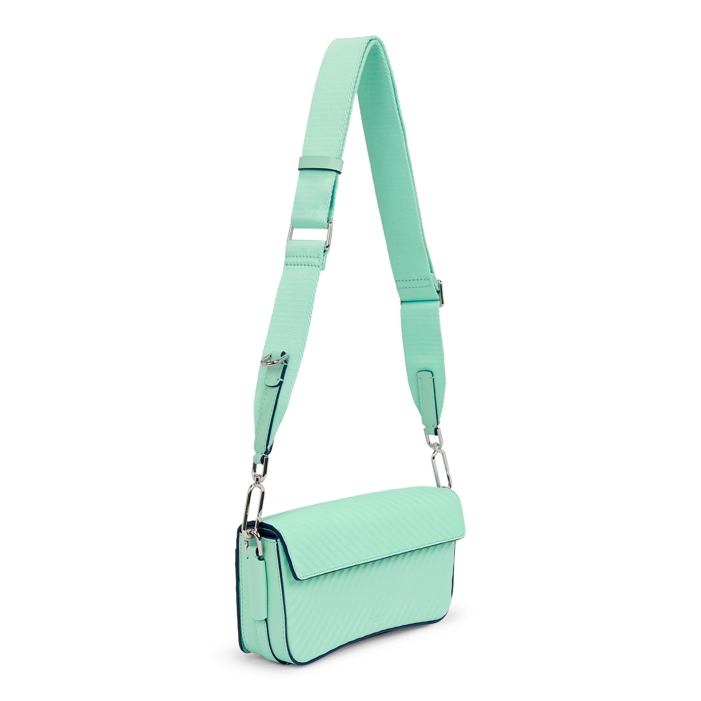 ECCO® Pinch Compact Grooved Leather Pinch Crossbody Bag - Blue - Main