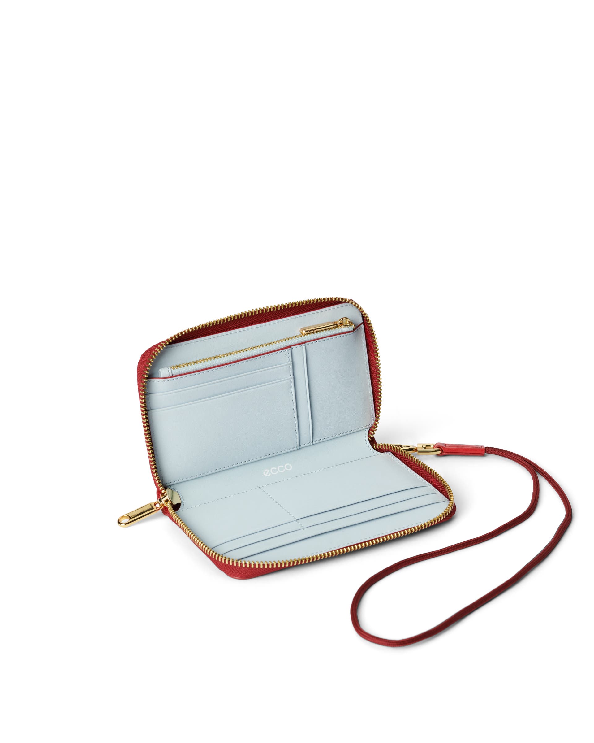 ECCO® Zip Around Pebbled Leather Pouch Wallet - Red - Inside