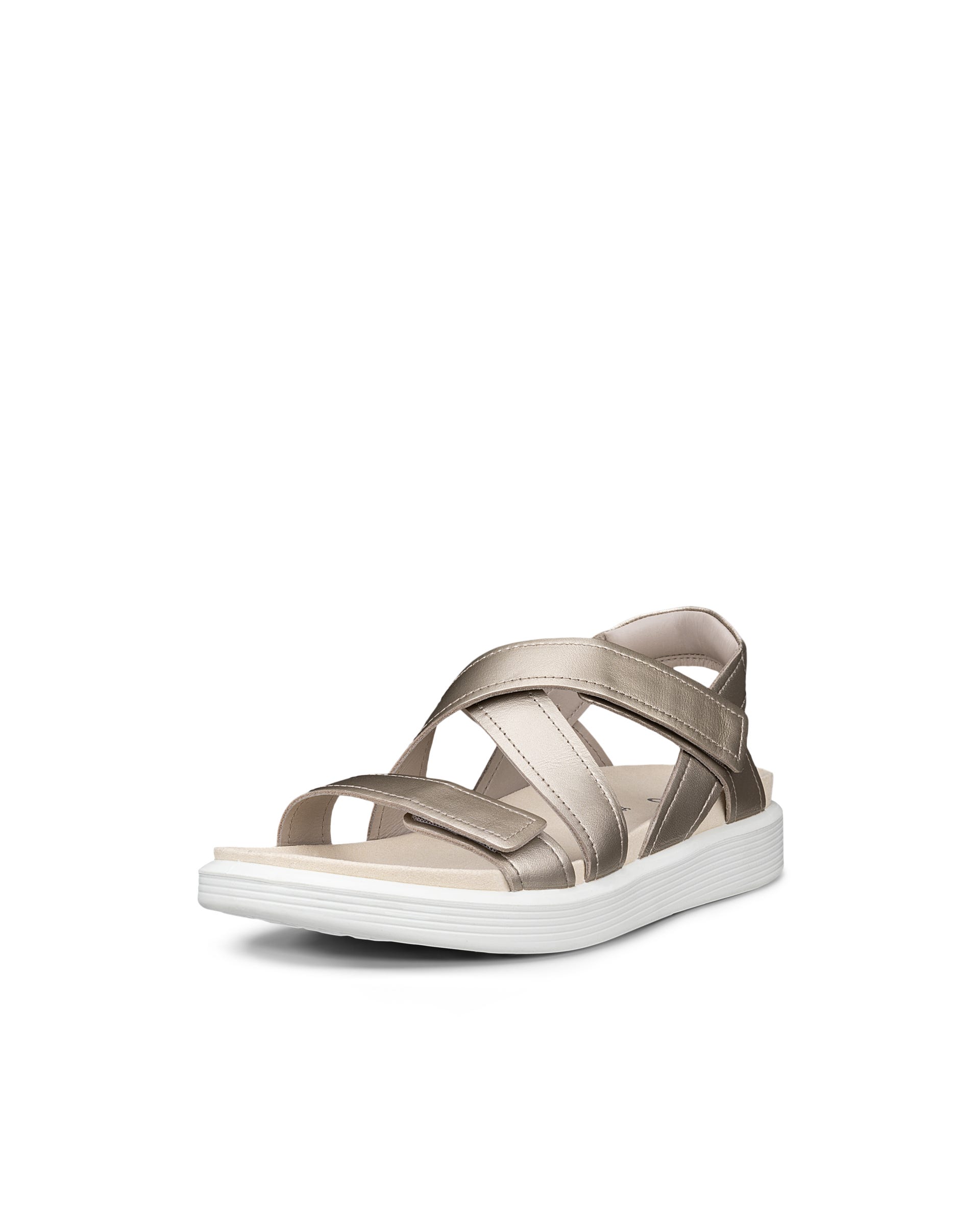 ECCO® SOFT SANDAL Damen Ledersandale mit zwei Riemen - Gold - Main