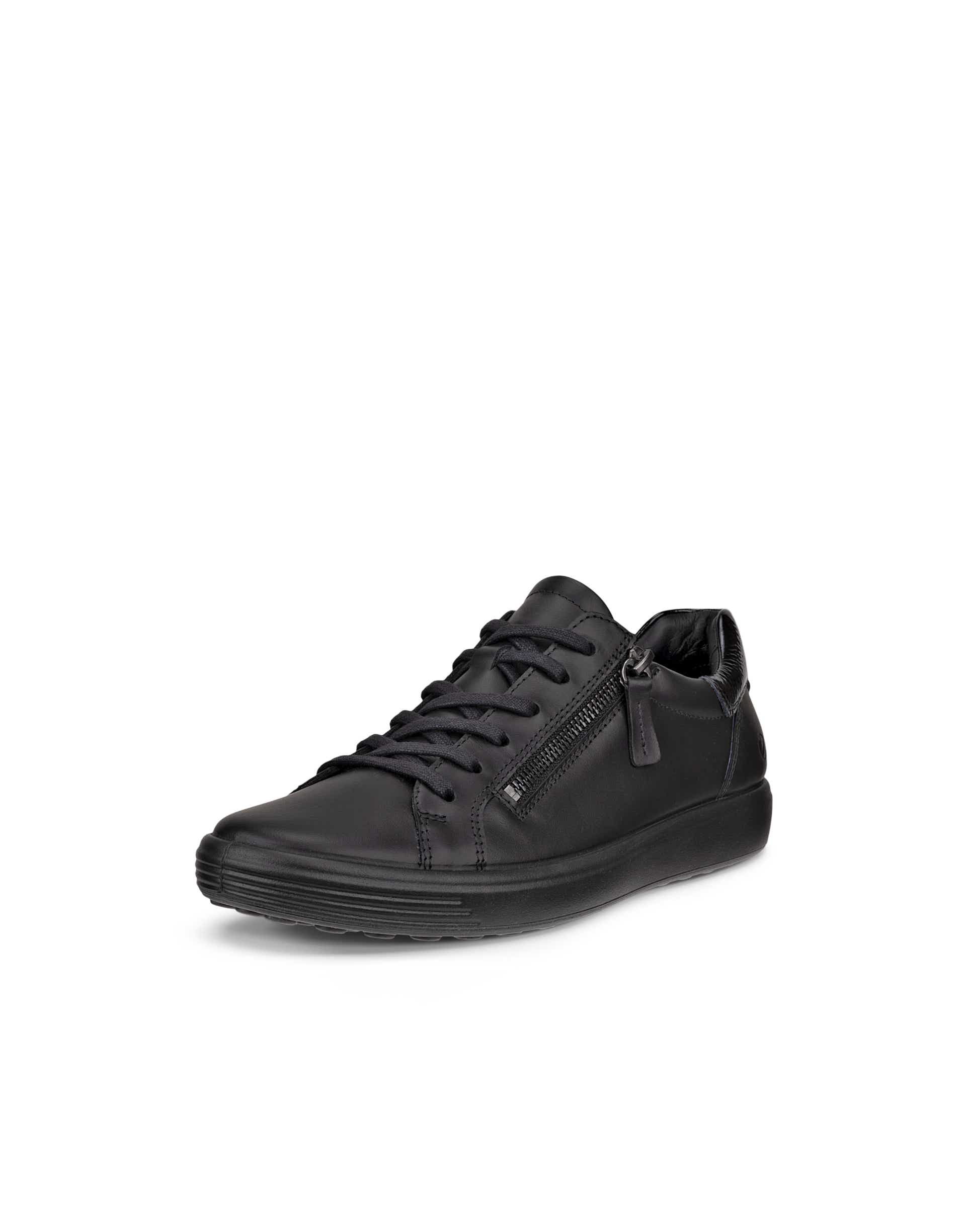 ECCO® SOFT 7 dames leren sneaker - Zwart - Main