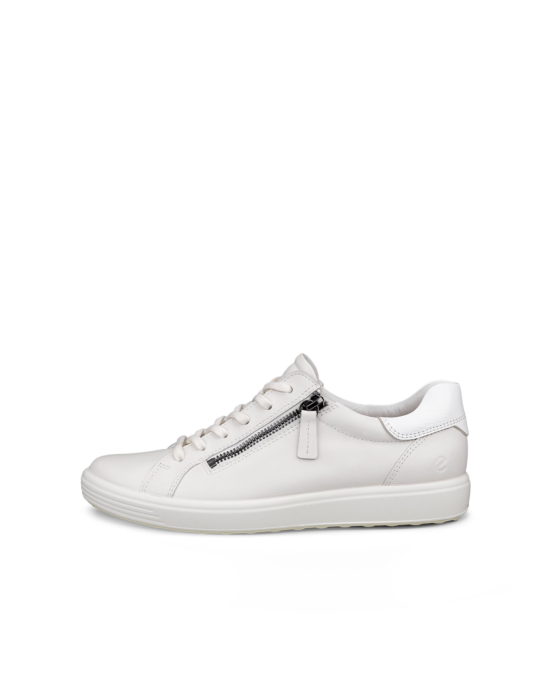 Women's ECCO® Soft 7 Nubuck Side-Zip Sneaker - White - Outside