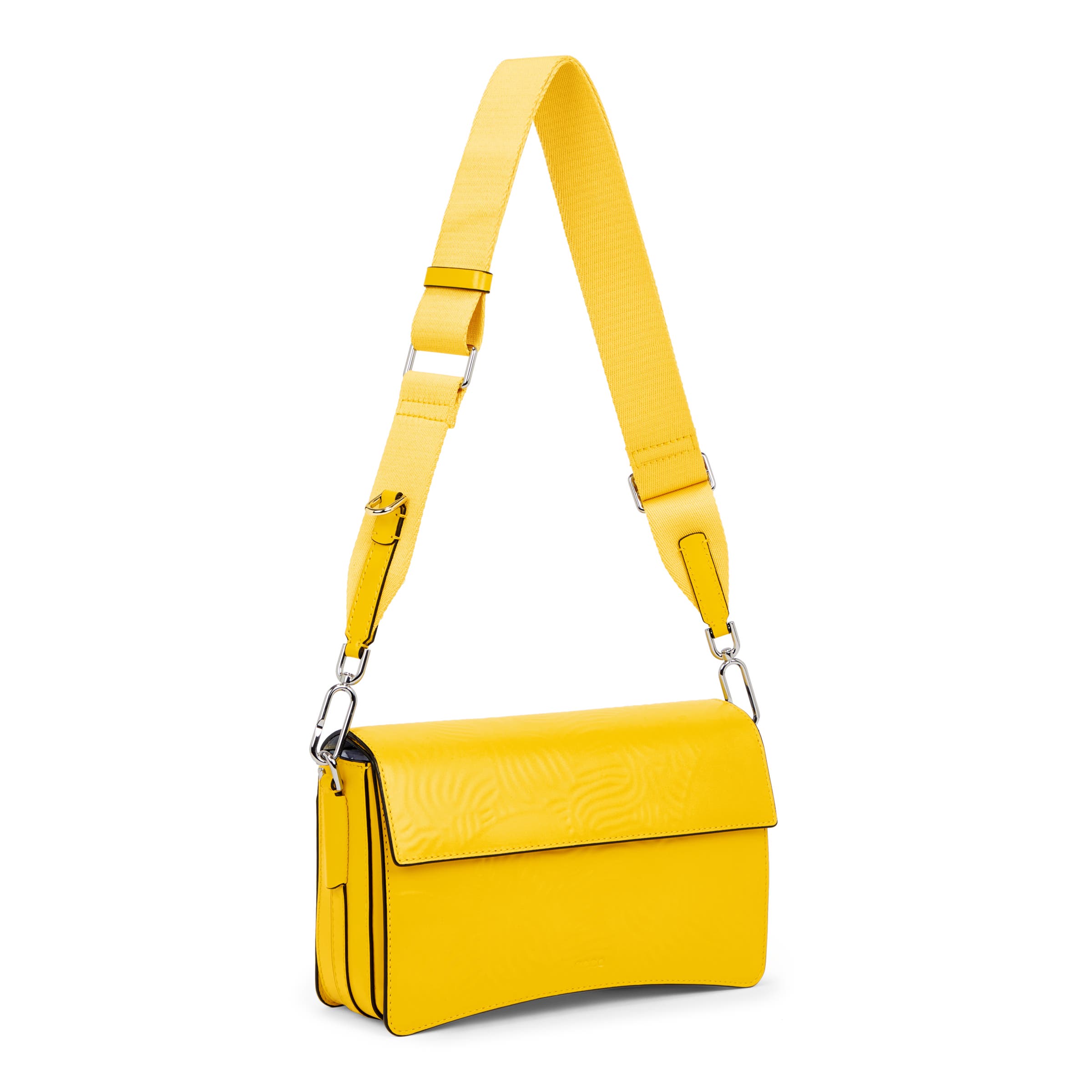 ECCO® Pinch Full Size Finger Print Leather Crossbody Bag - Yellow - Main
