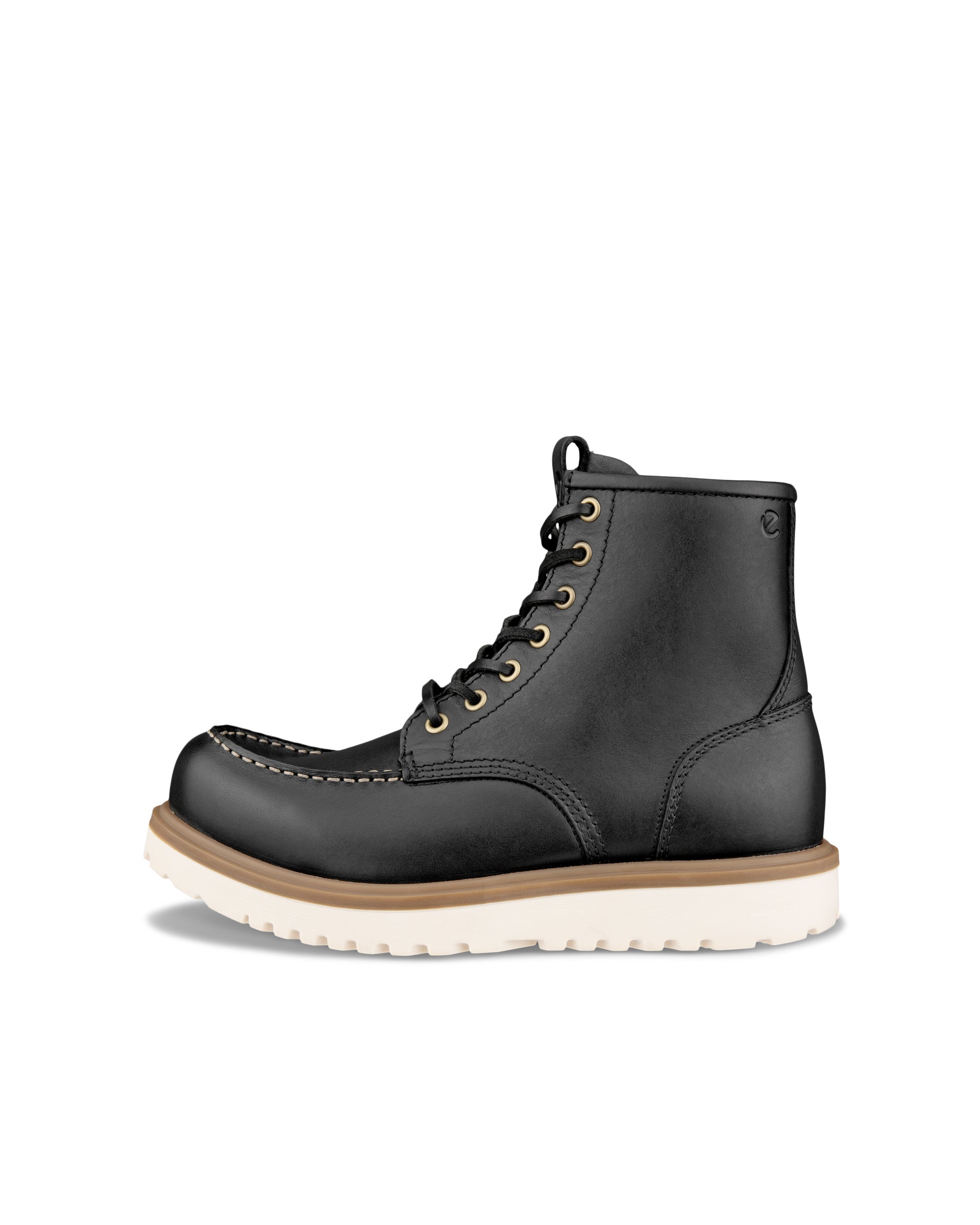 ECCO Staker メンズ レザーモックトゥブーツ - ブラック - Outside