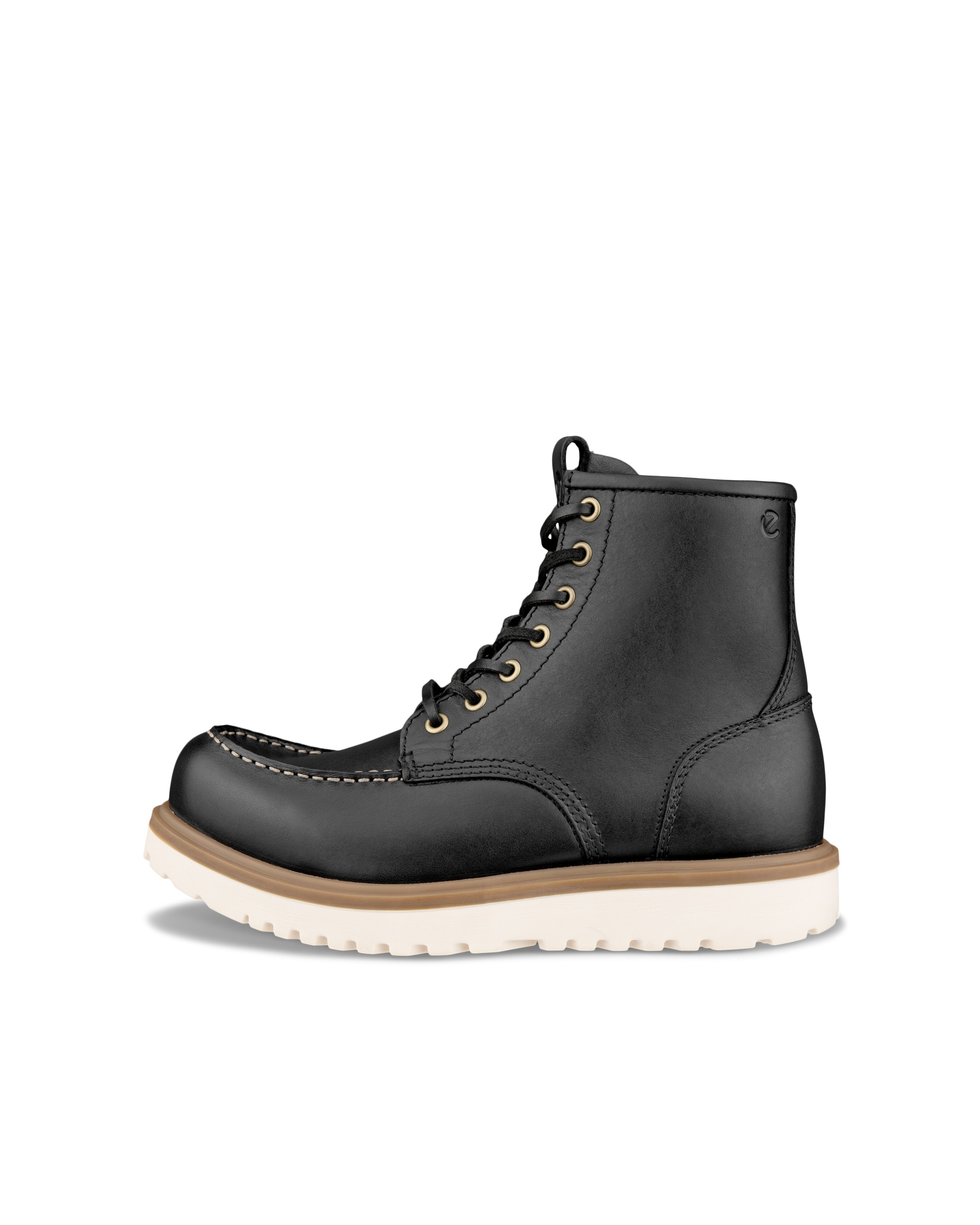 ECCO Staker メンズ レザーモックトゥブーツ - ブラック - Outside