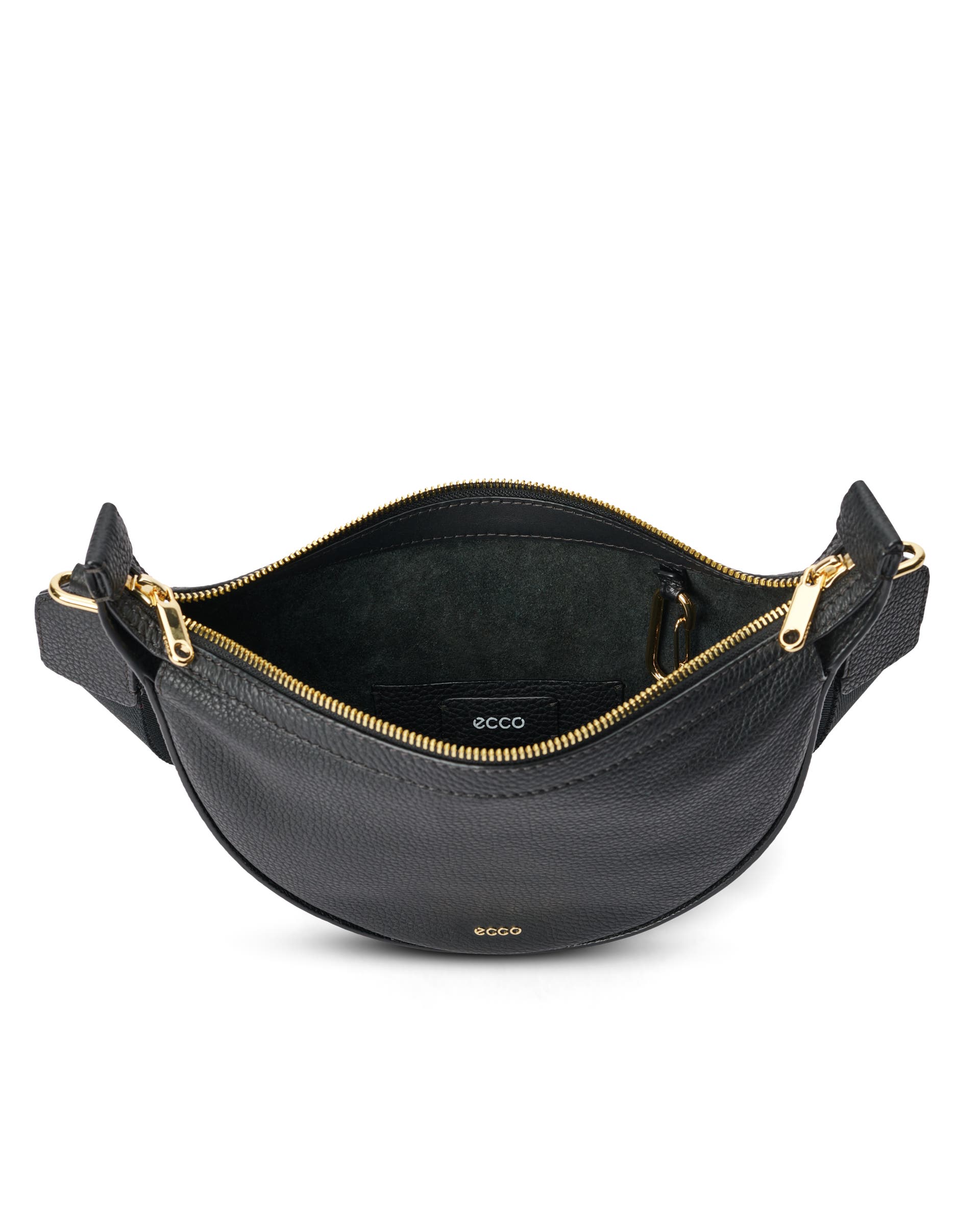 ECCO® Fortune Pebbled Leather Crossbody Bag - Black - Inside