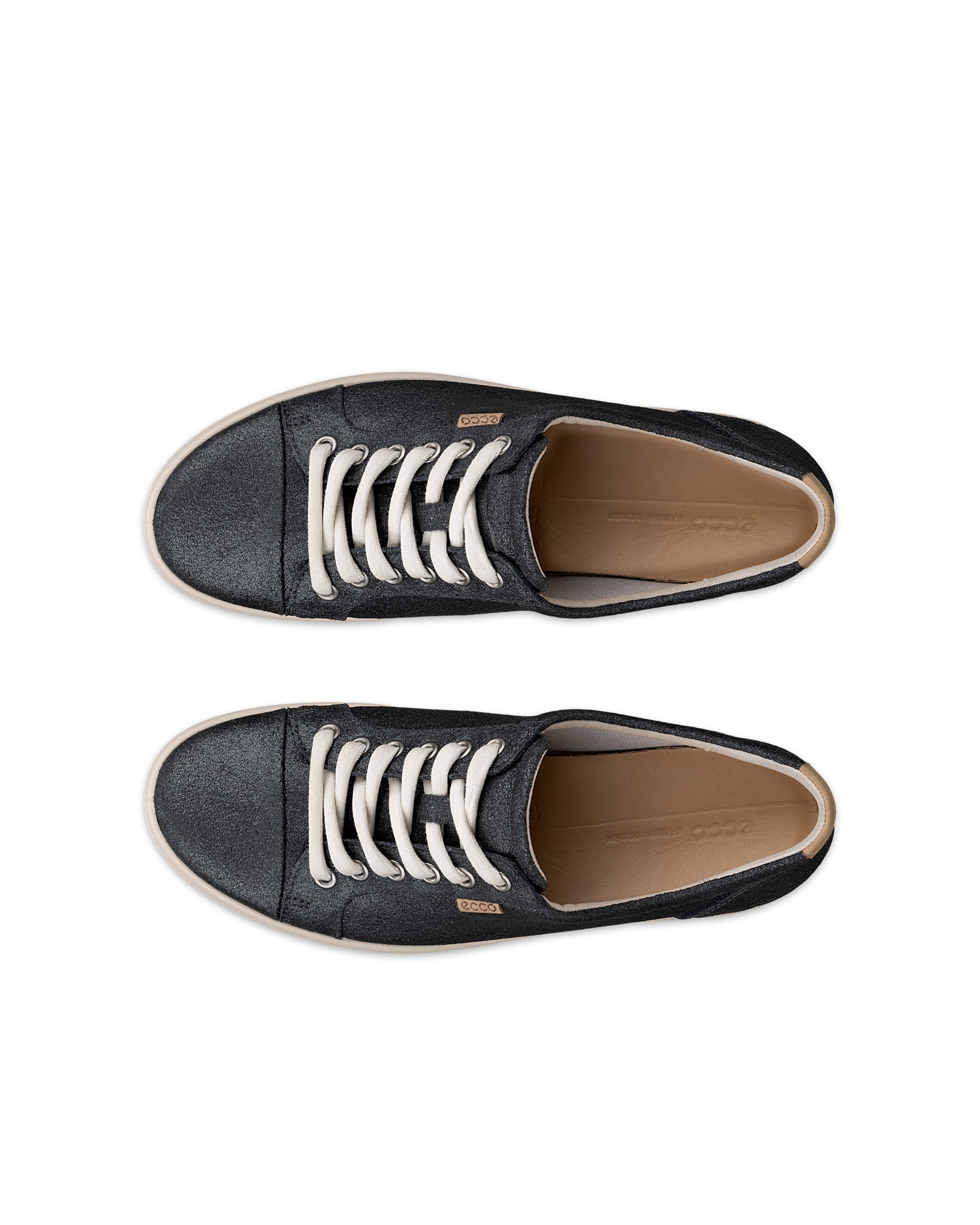 여성용 ECCO® Soft 7 가죽 트레이너 - 메탈릭 - Top left pair