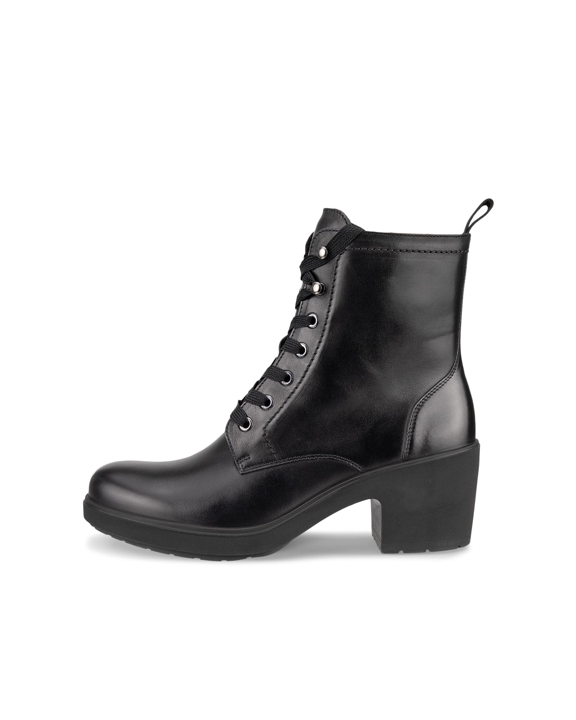 Women's ECCO® Metropole Zurich Leather Lace-Up Boot - Black - Outside