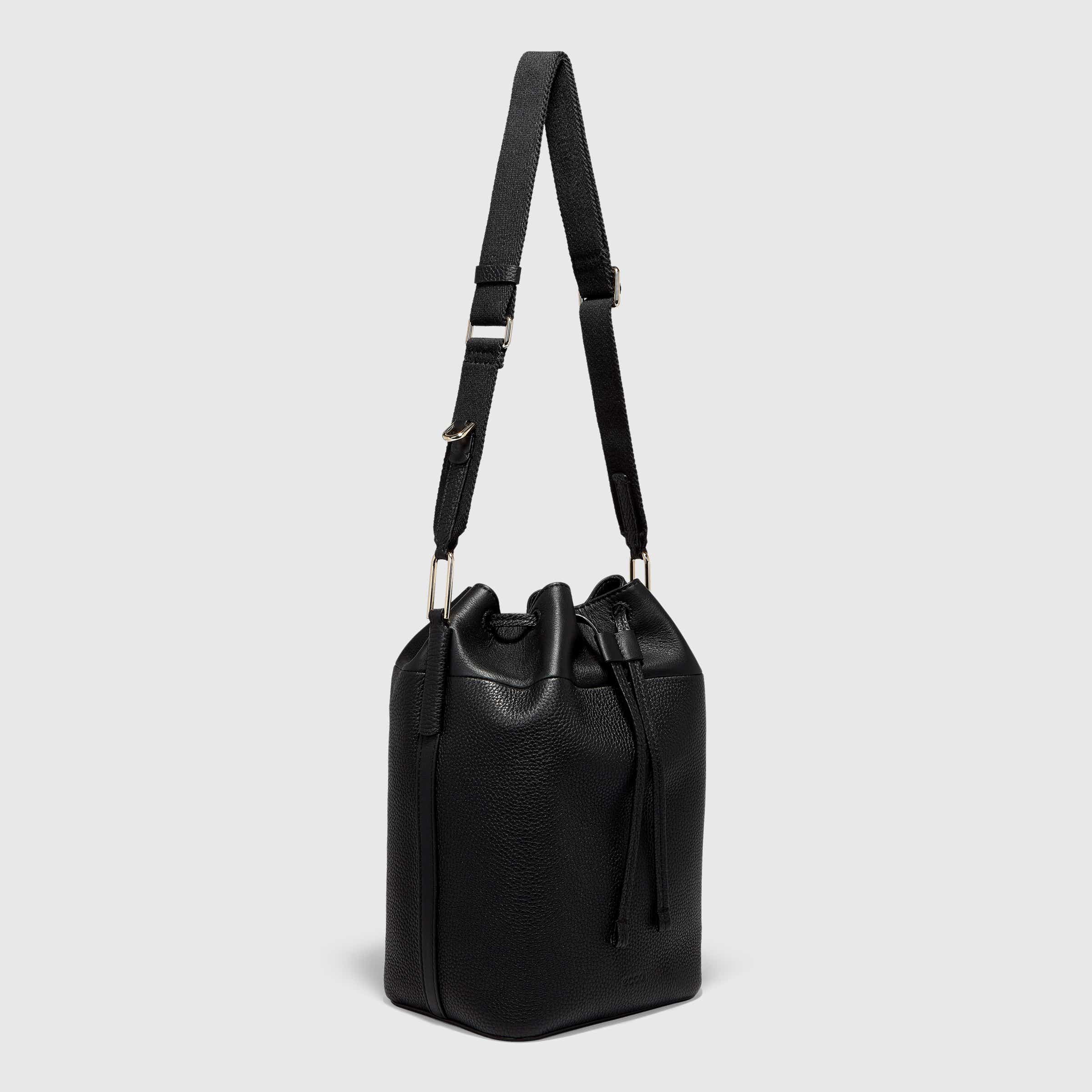 ECCO® Textureblock Leather Bucket Bag - Black - Main