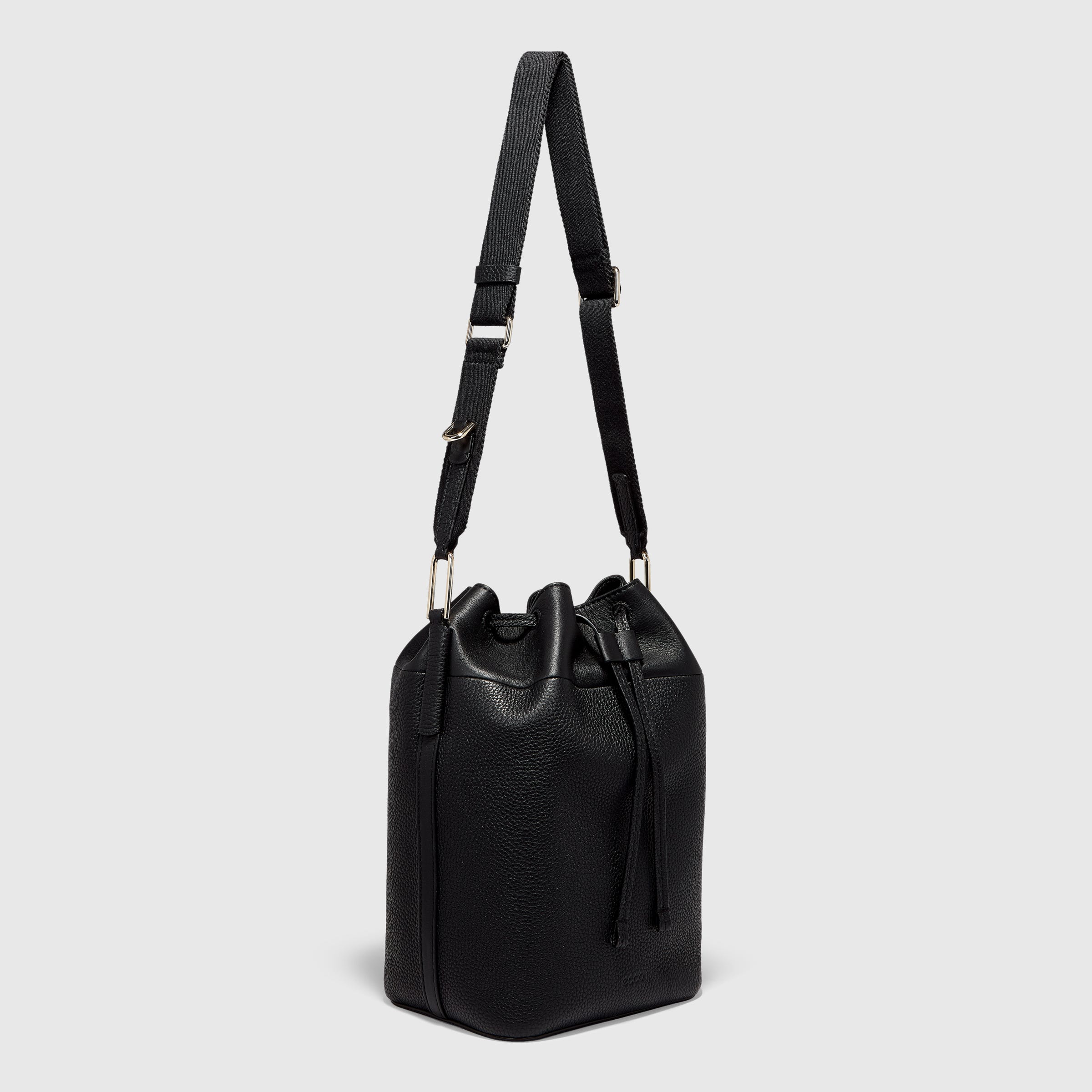 ECCO® Textureblock Leather Bucket Bag - Black - Main