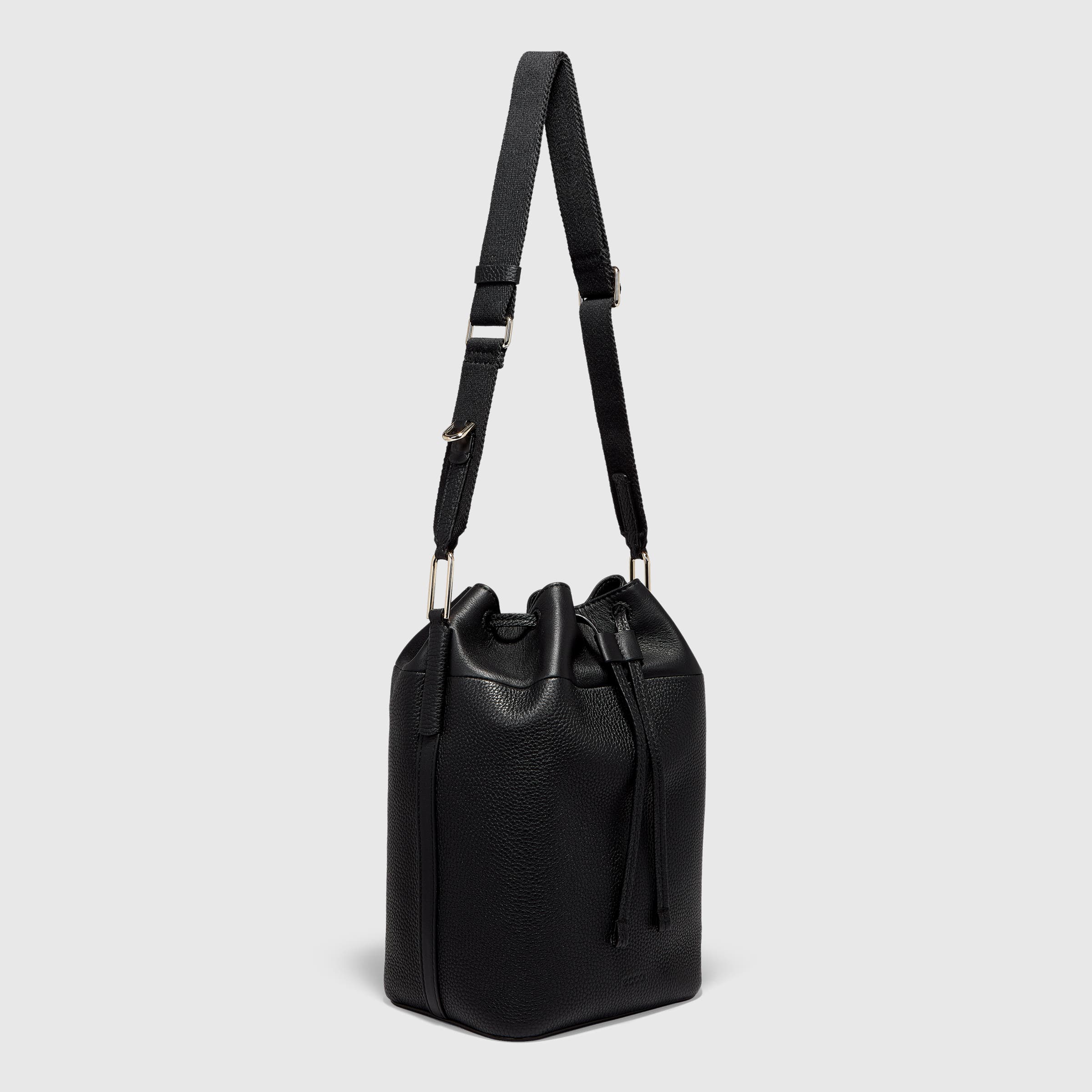ECCO® Textureblock Leather Bucket Bag - Black - Main