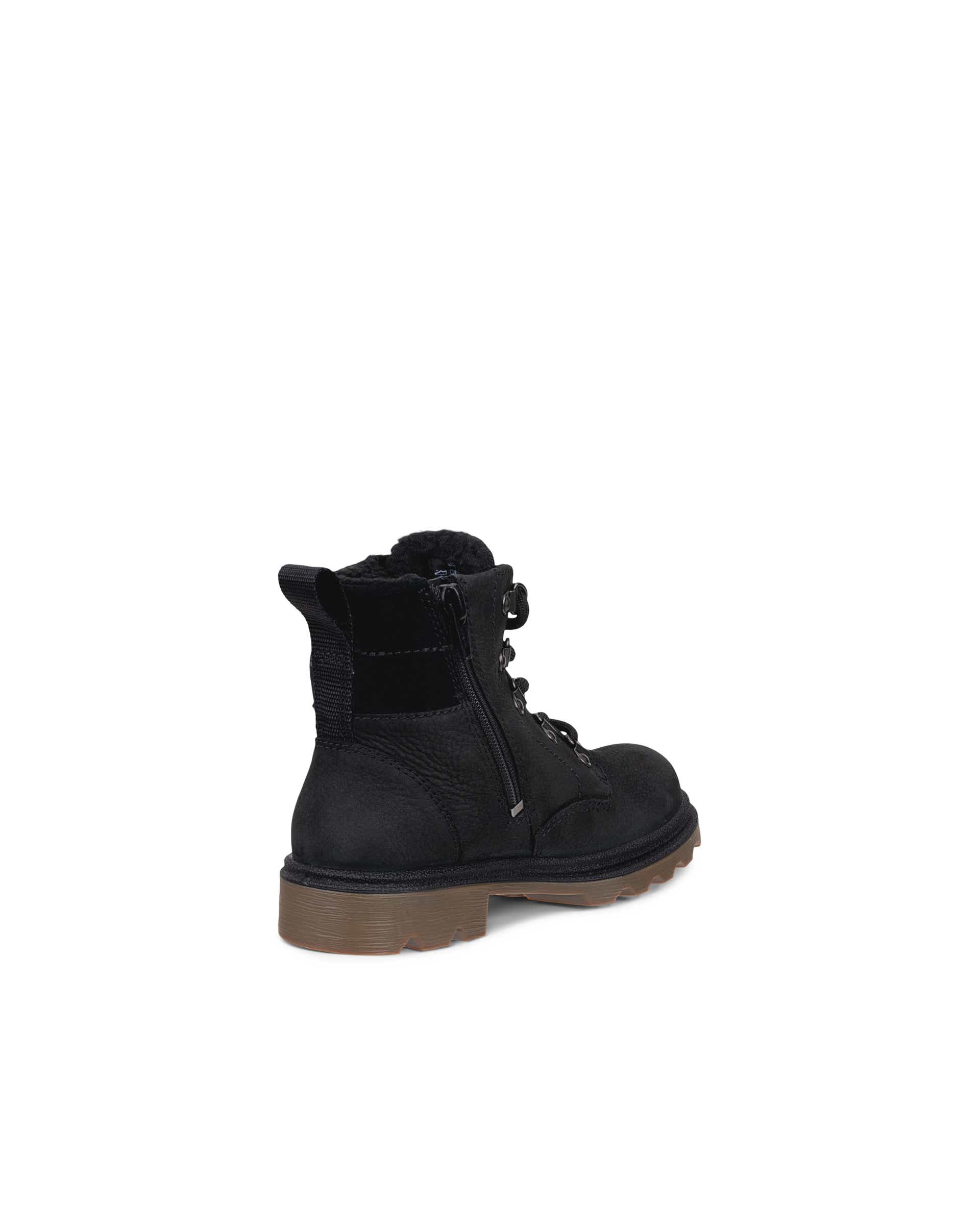 Kids' ECCO® GRAINER K Nubuck Waterproof Lace-Up Boot - Black - Back