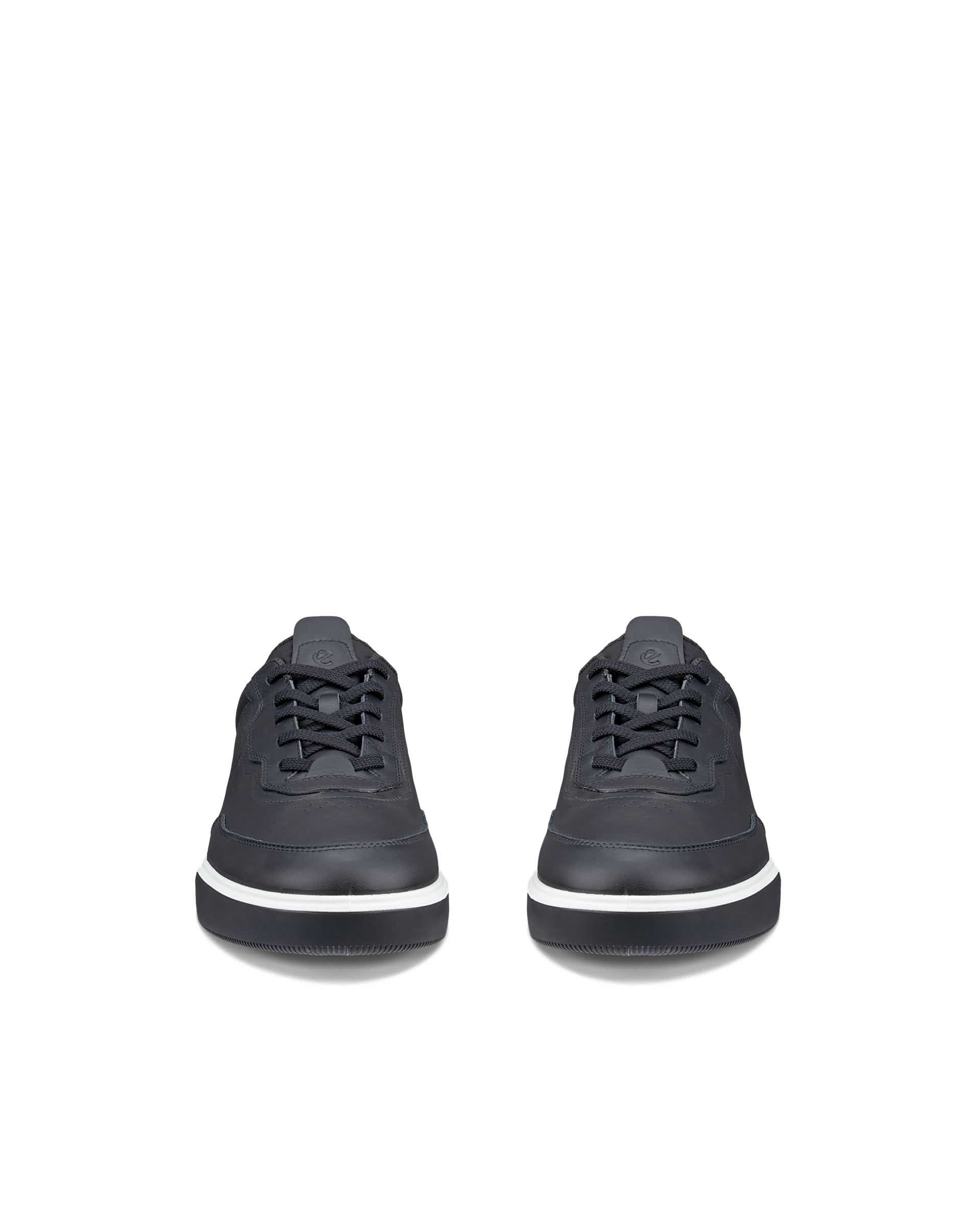 Men's ECCO® STREET COURT Leather Sneaker - Black - Front pair