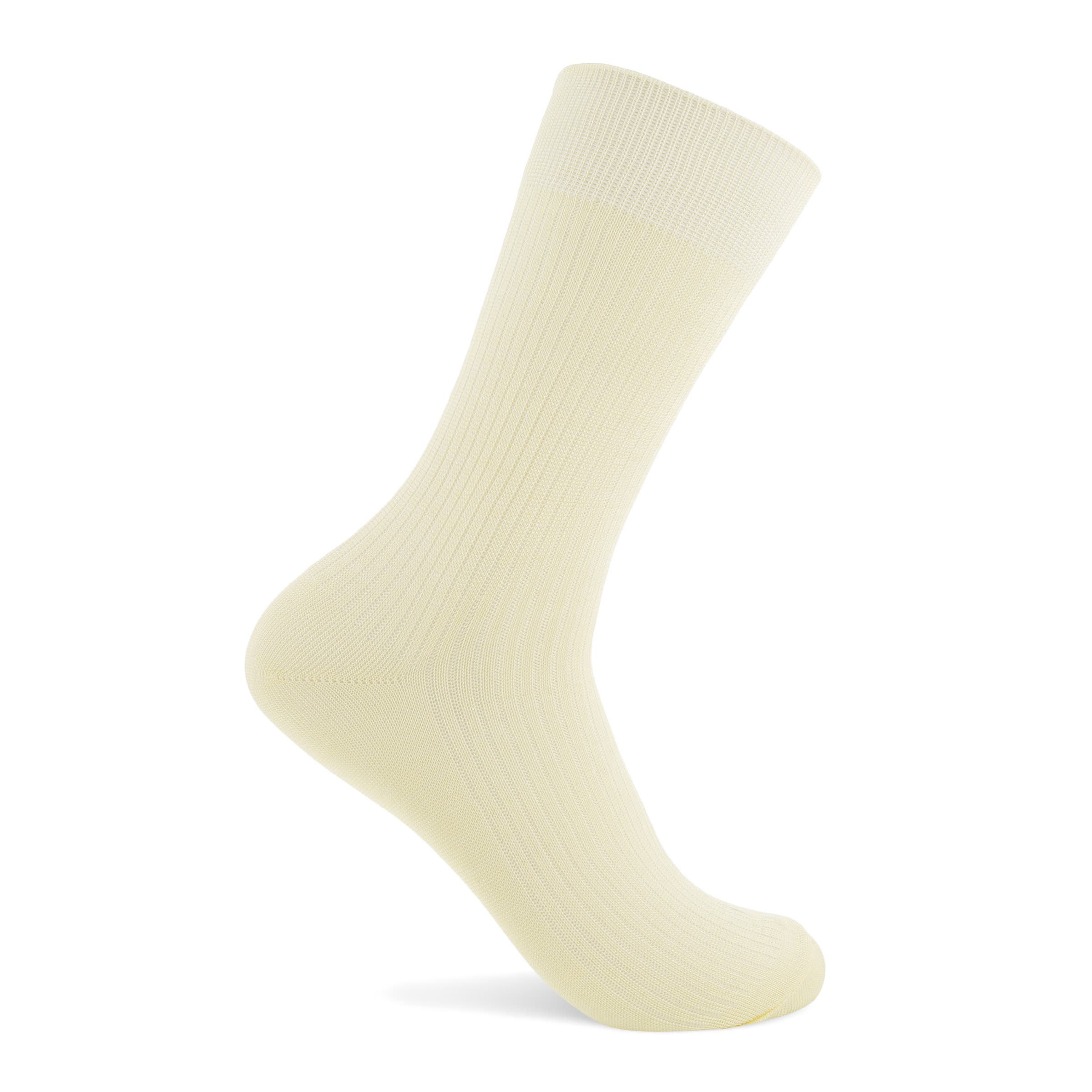 Women's ECCO® Vibe Shiny Ribbed Mid-Cut Socks - Yellow - Detail-1