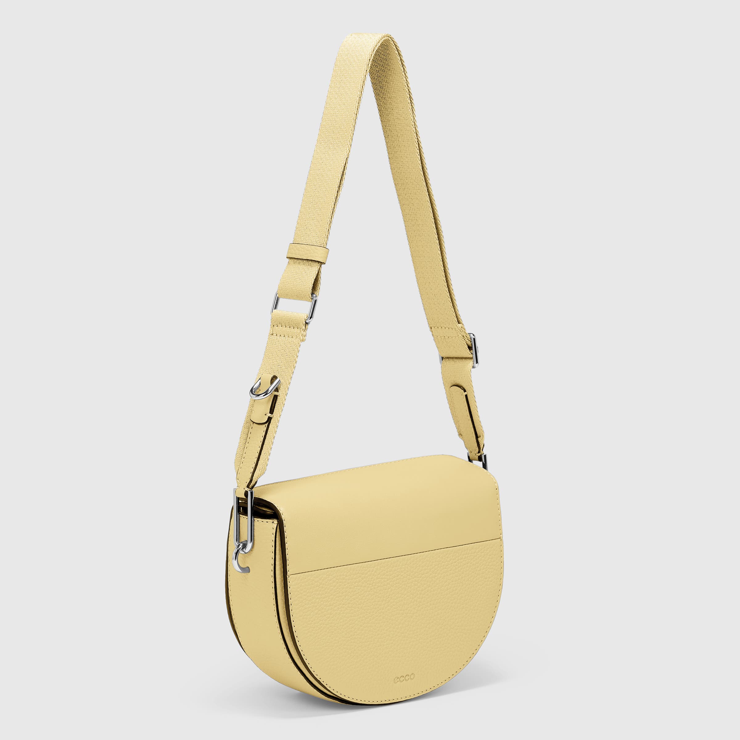 ECCO® Textureblock Leather Saddle Bag - Yellow - Main