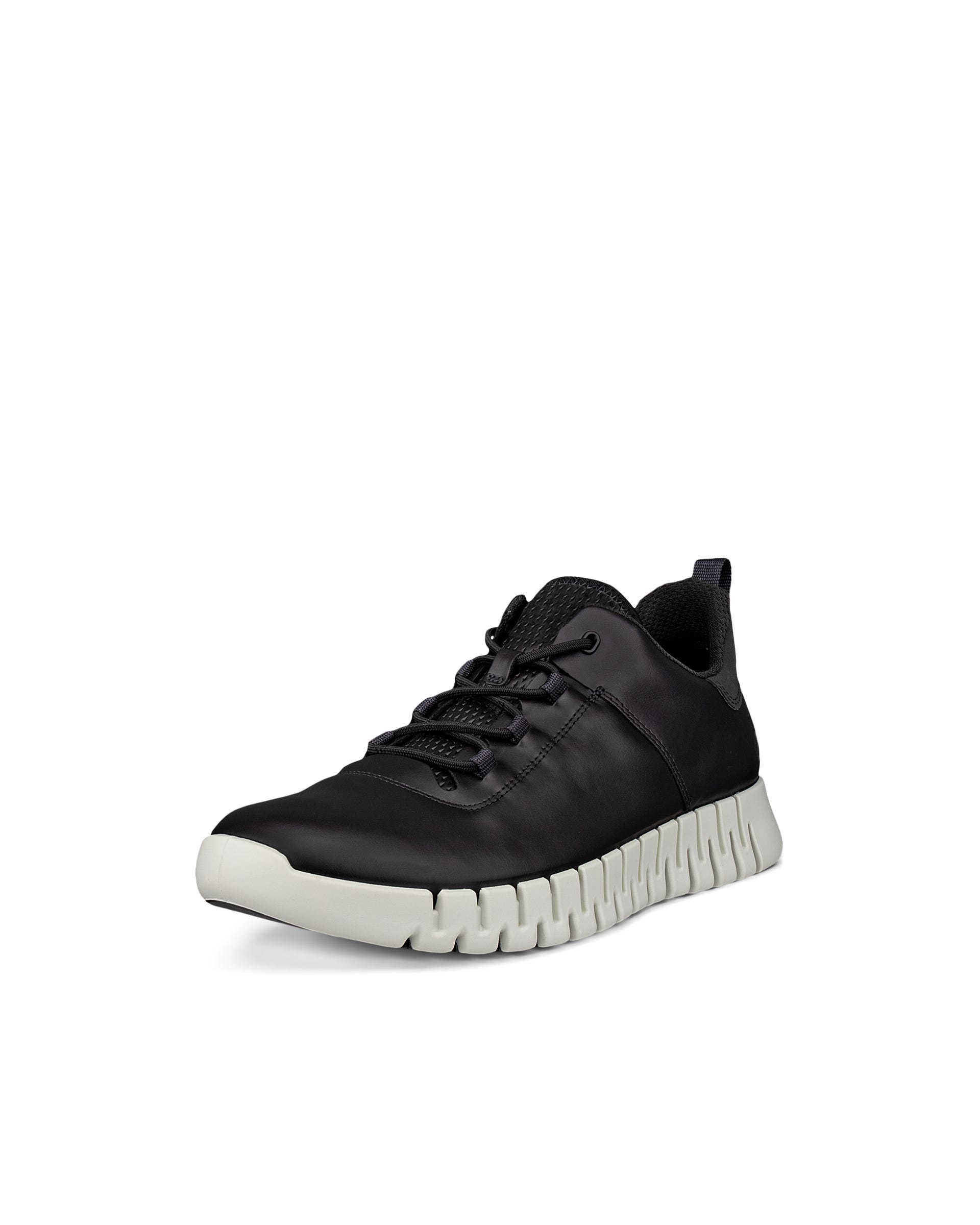 Men's ECCO® Gruuv Leather Trainer - Black - Main