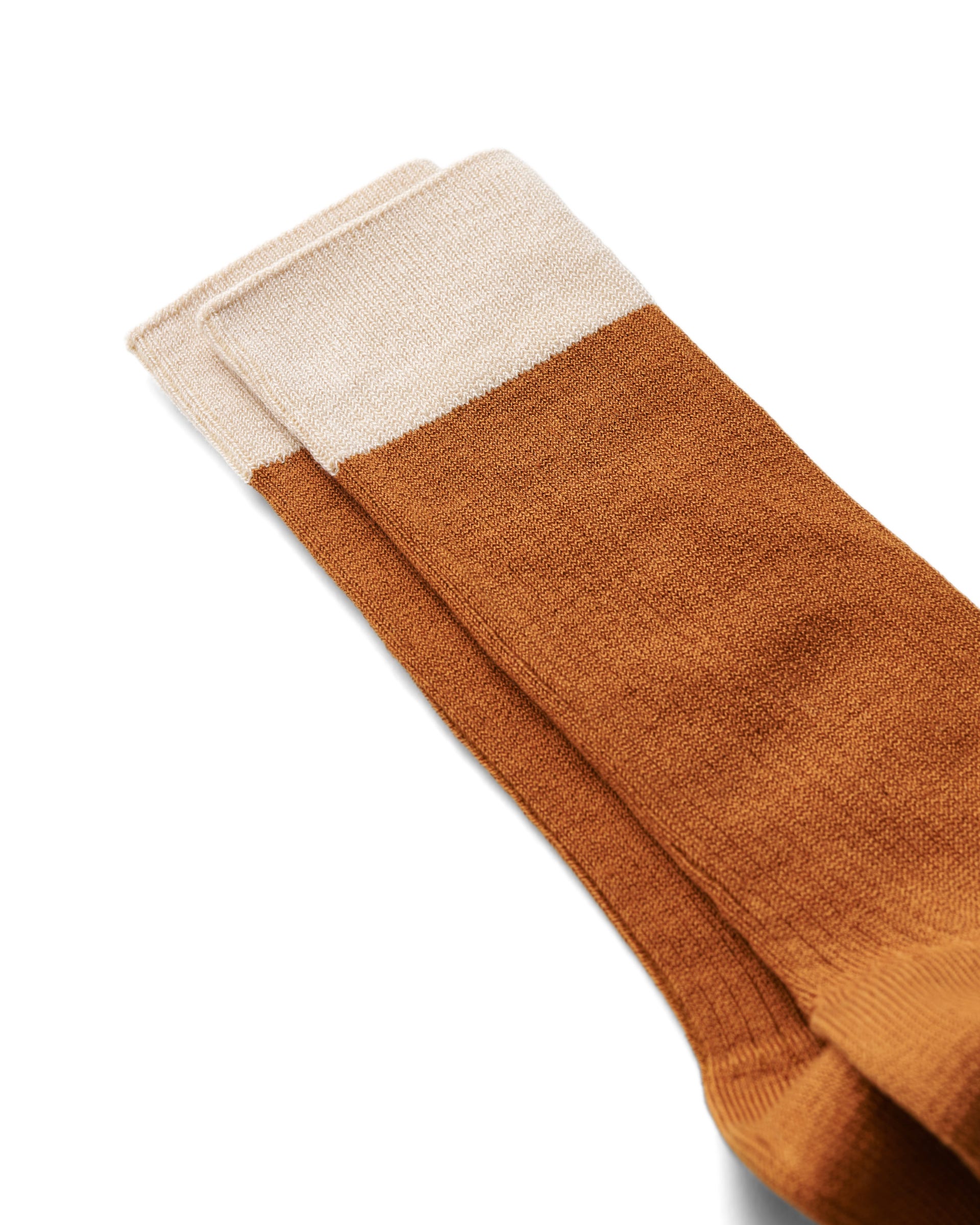 ECCO VIBE RIBBED MID-CUT COLOUR CUFF SOCKS - Brown - Main
