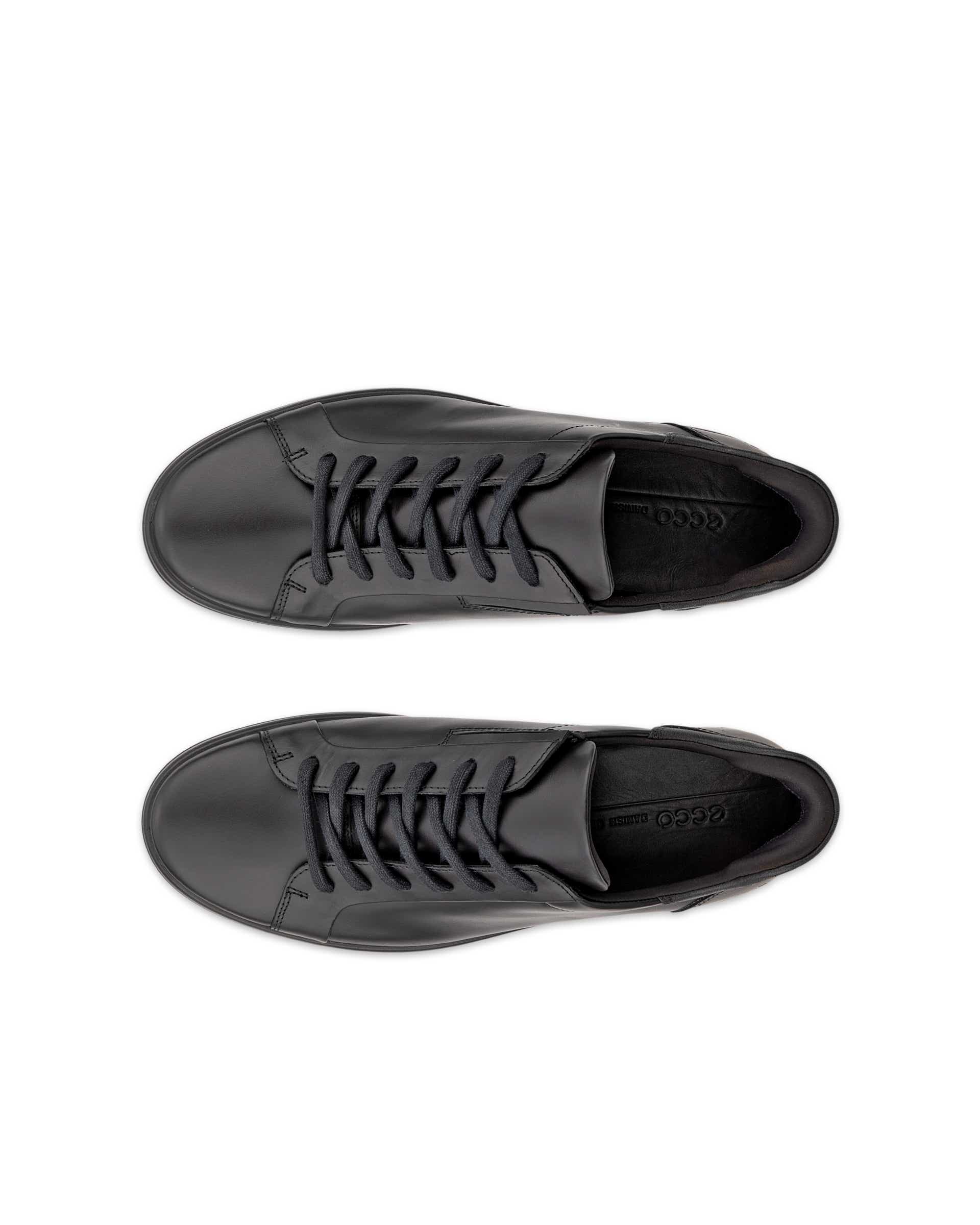 ECCO® SOFT 7 heren leren sneaker - Zwart - Top left pair
