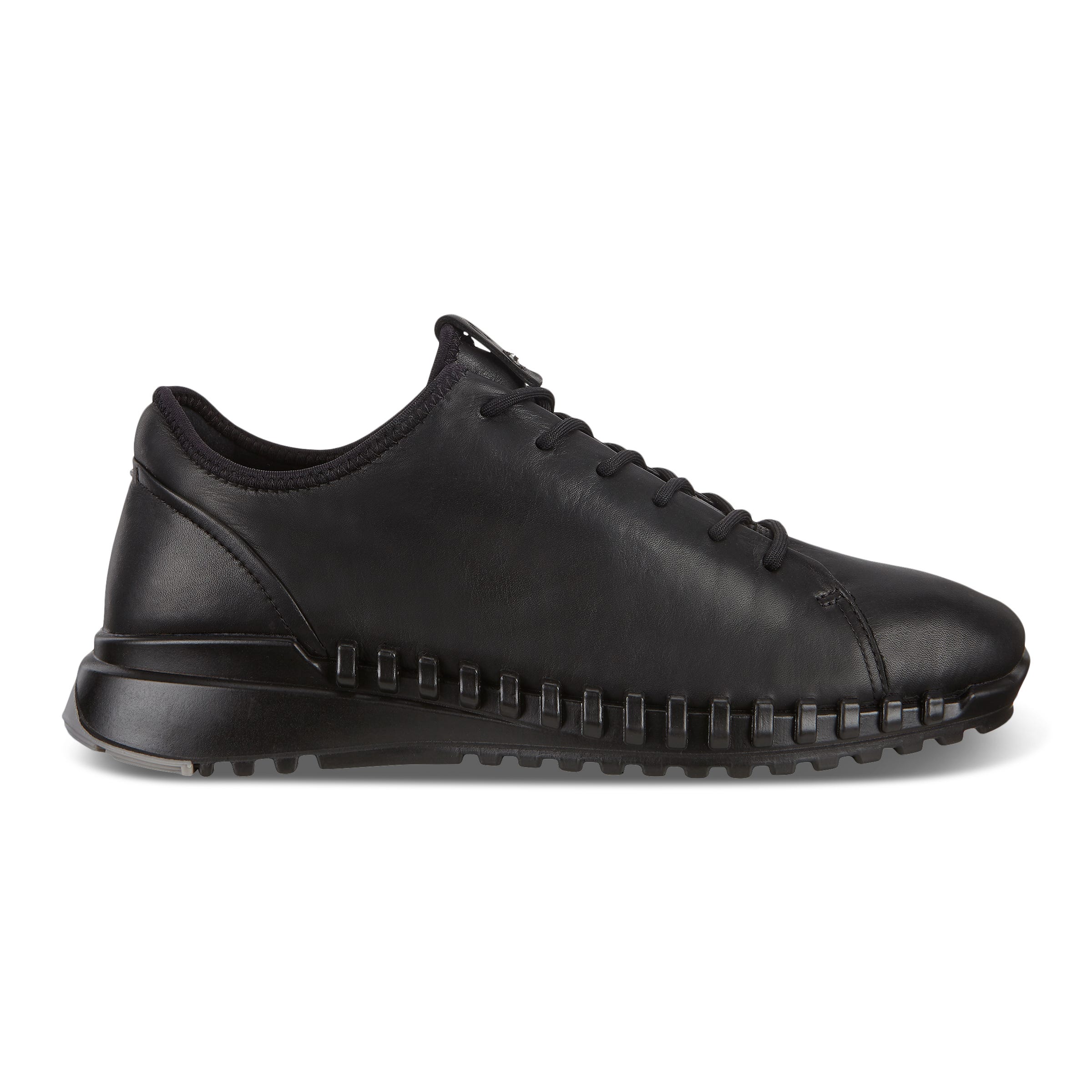 Women's ECCO® Zipflex Leather Sneaker - Black - Outside