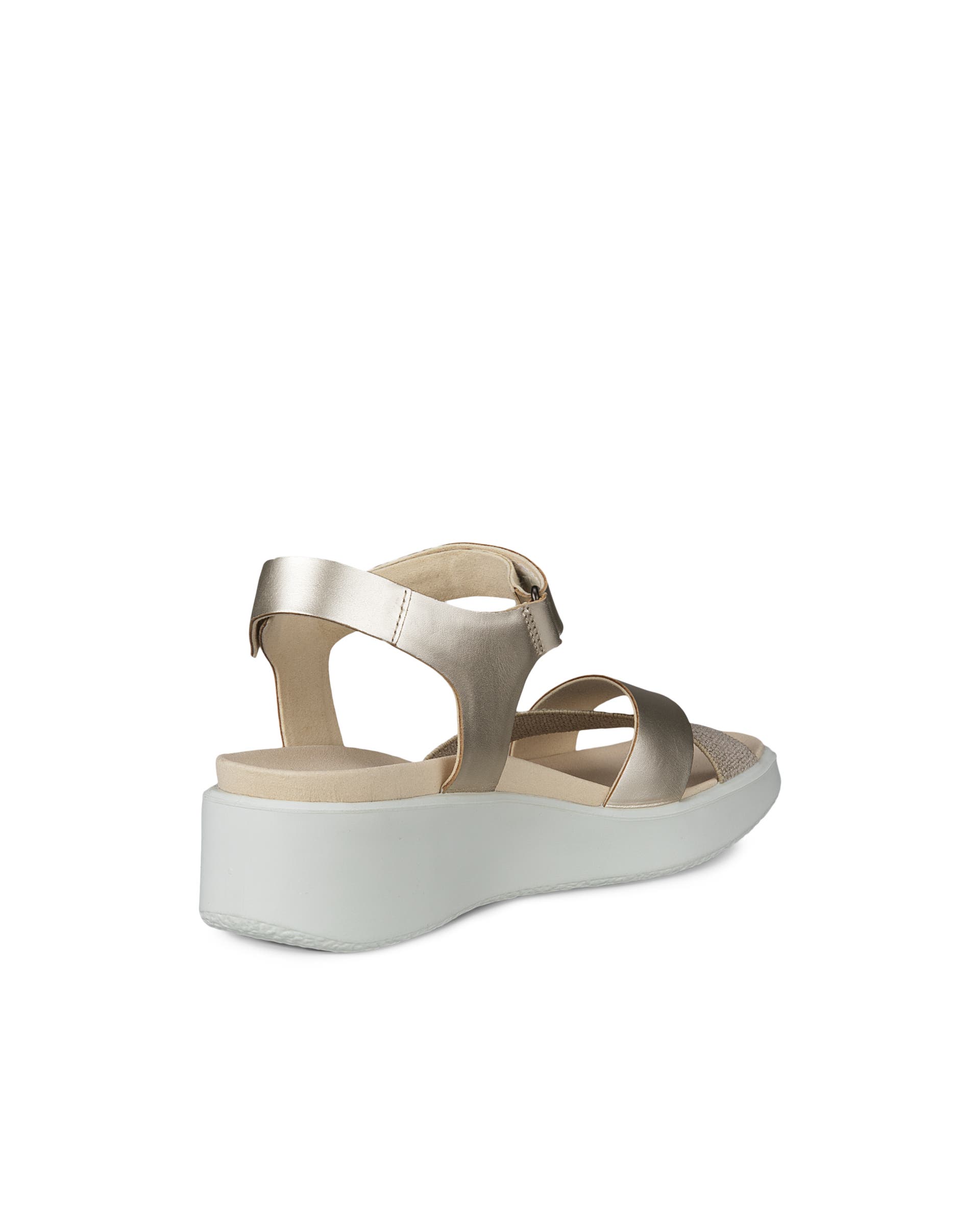 Women's ECCO® Flowt Wedge LX Leather Wedge Sandal - Gold - Back