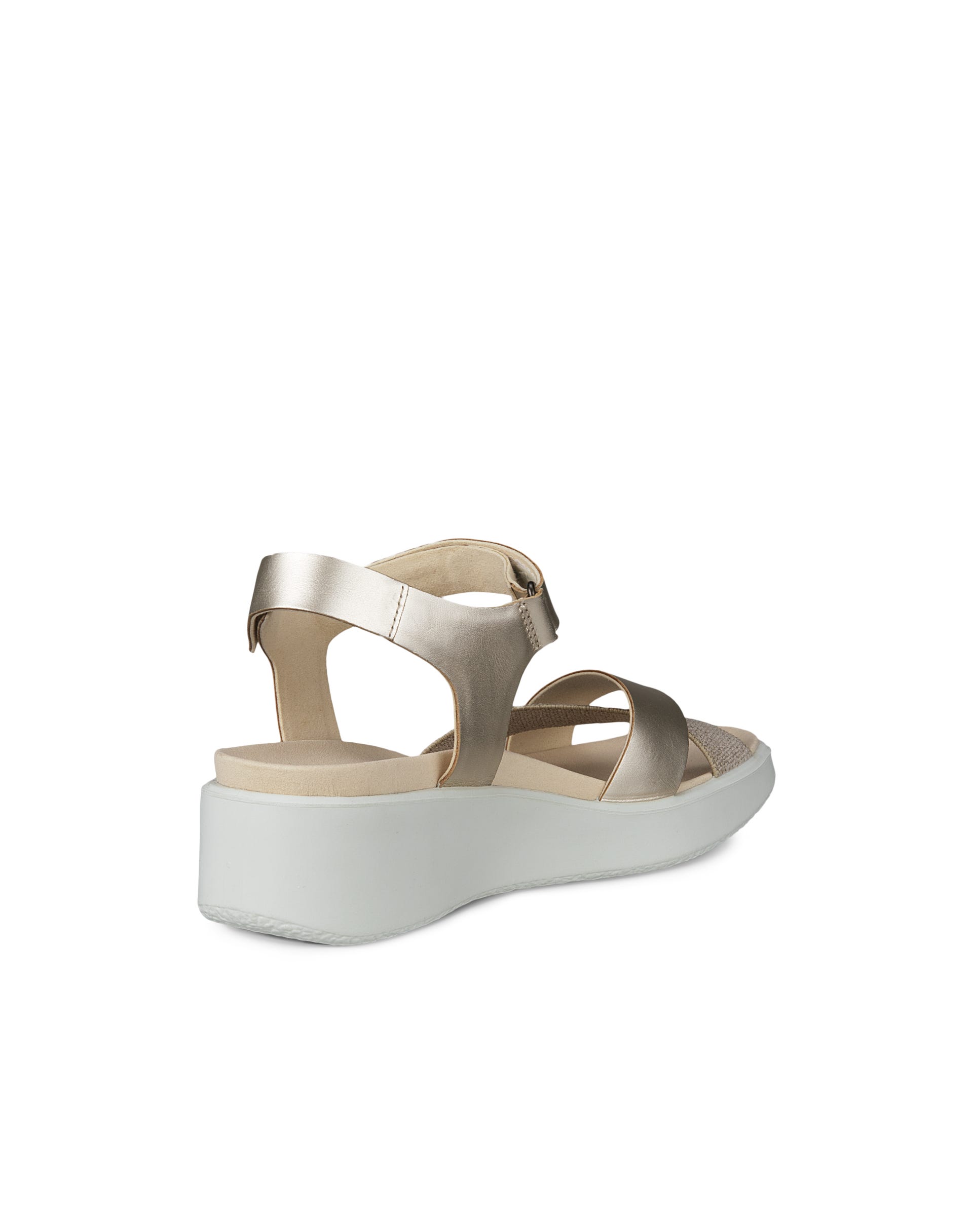 Women's ECCO® Flowt Wedge LX Leather Wedge Sandal - Gold - Back