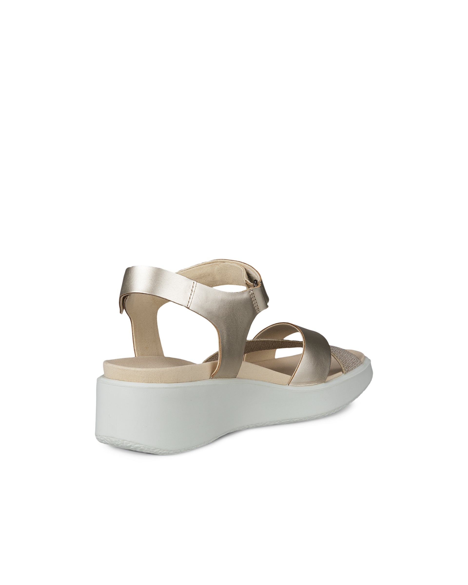 Women's ECCO® Flowt Wedge LX Leather Wedge Sandal - Gold - Back