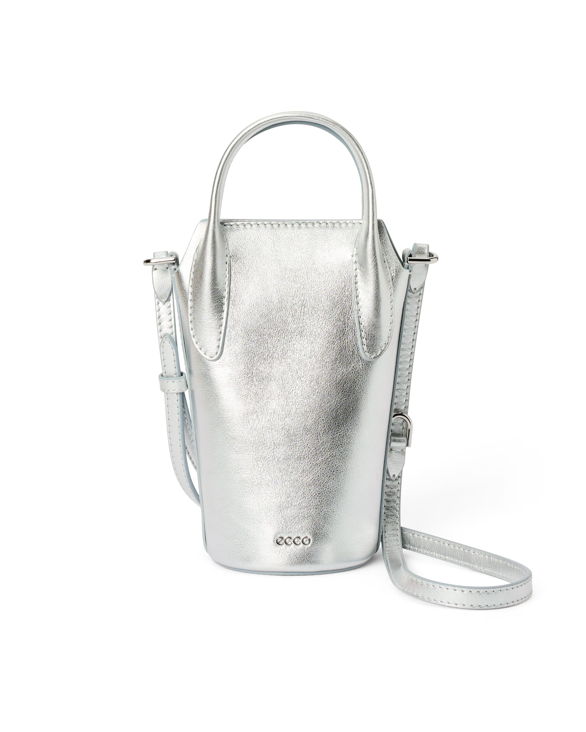 ECCO® POT BAG ženske kožna uža duboka torba - Srebrna - Main